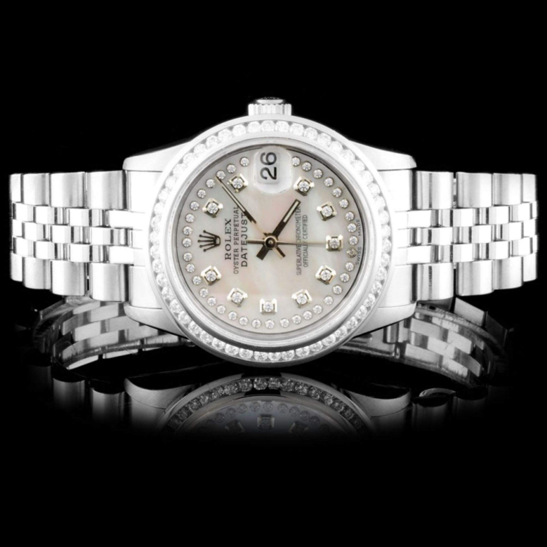 Rolex SS 31mm DateJust Diamond Wristwatch - Image 8 of 9