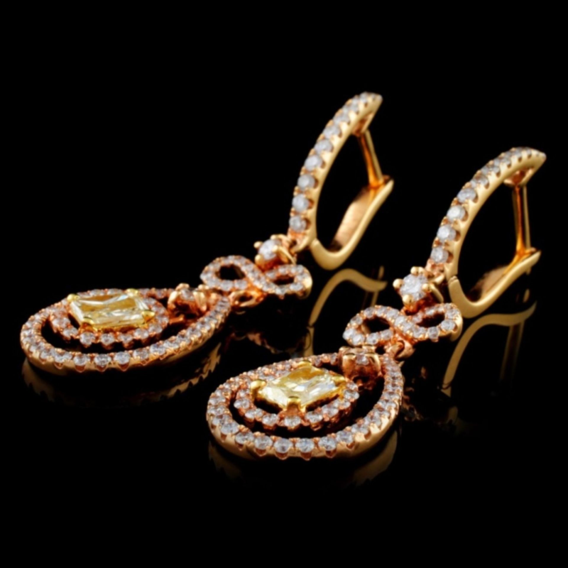 18K Rose Gold 1.48ctw Fancy Color Diamond Earrings - Image 2 of 3