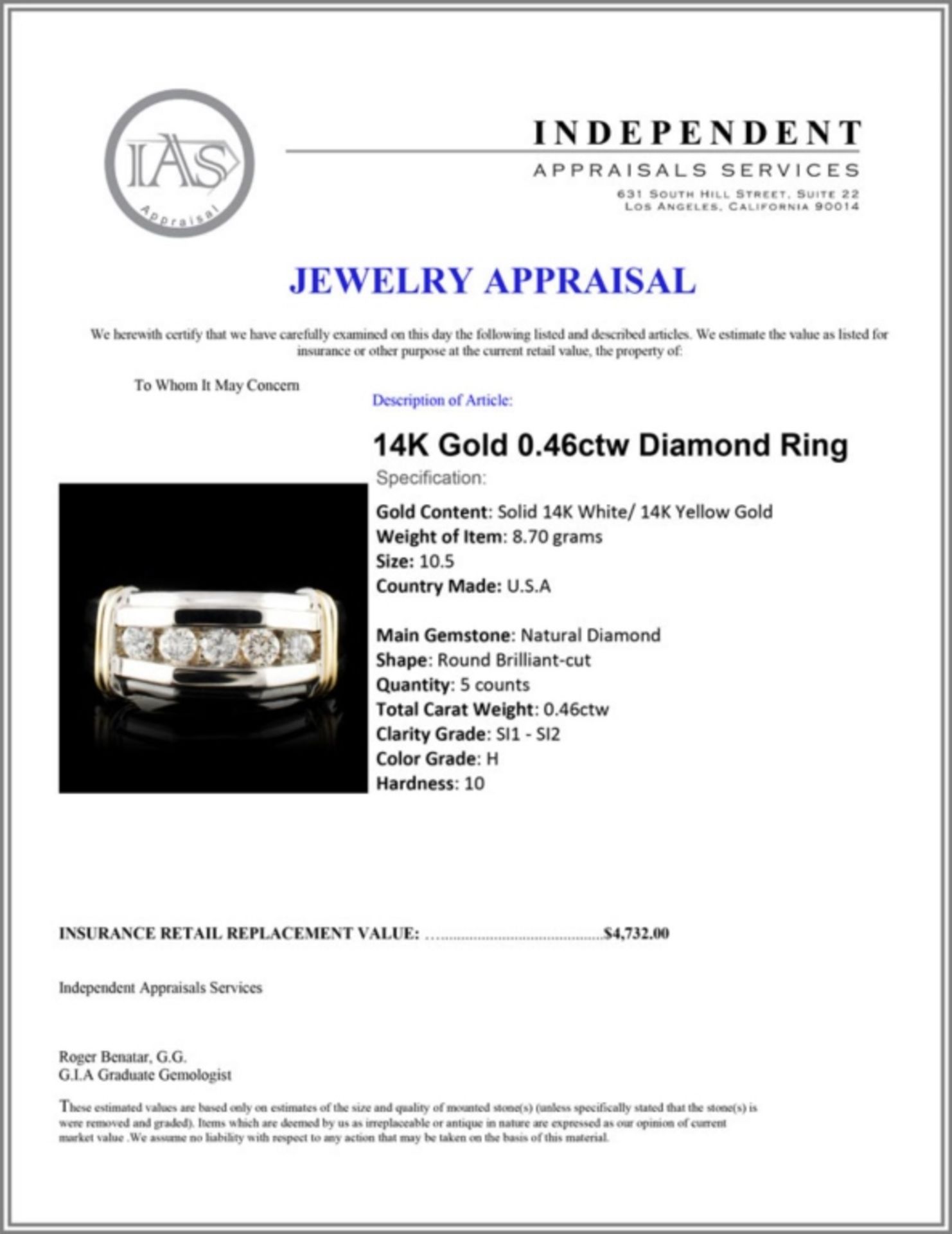 14K Gold 0.46ctw Diamond Ring - Image 4 of 4