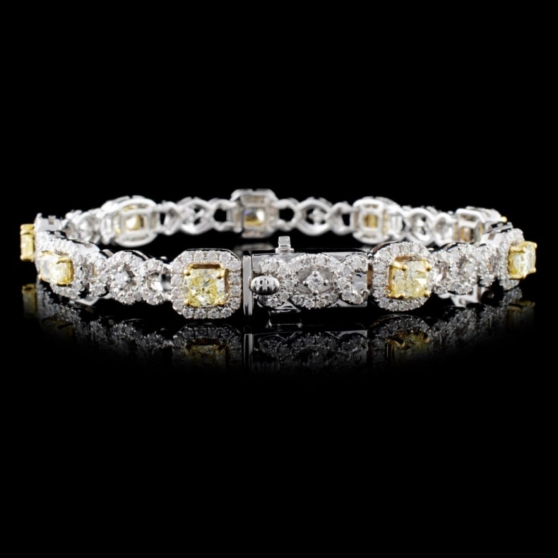 18K White Gold 5.66ctw Fancy Color Diamond Bracele - Image 2 of 3