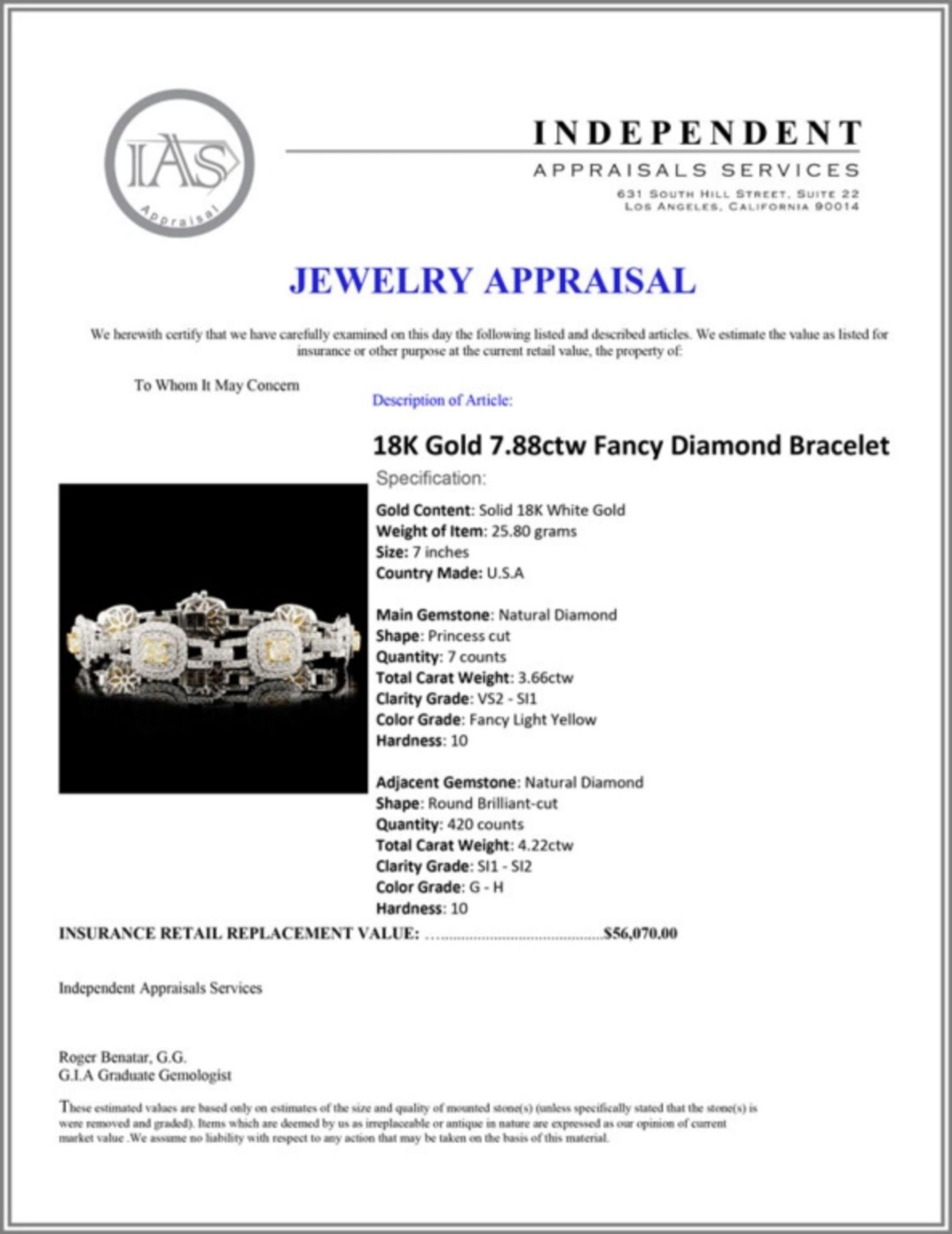 18K Gold 7.88ctw Fancy Diamond Bracelet - Image 4 of 4