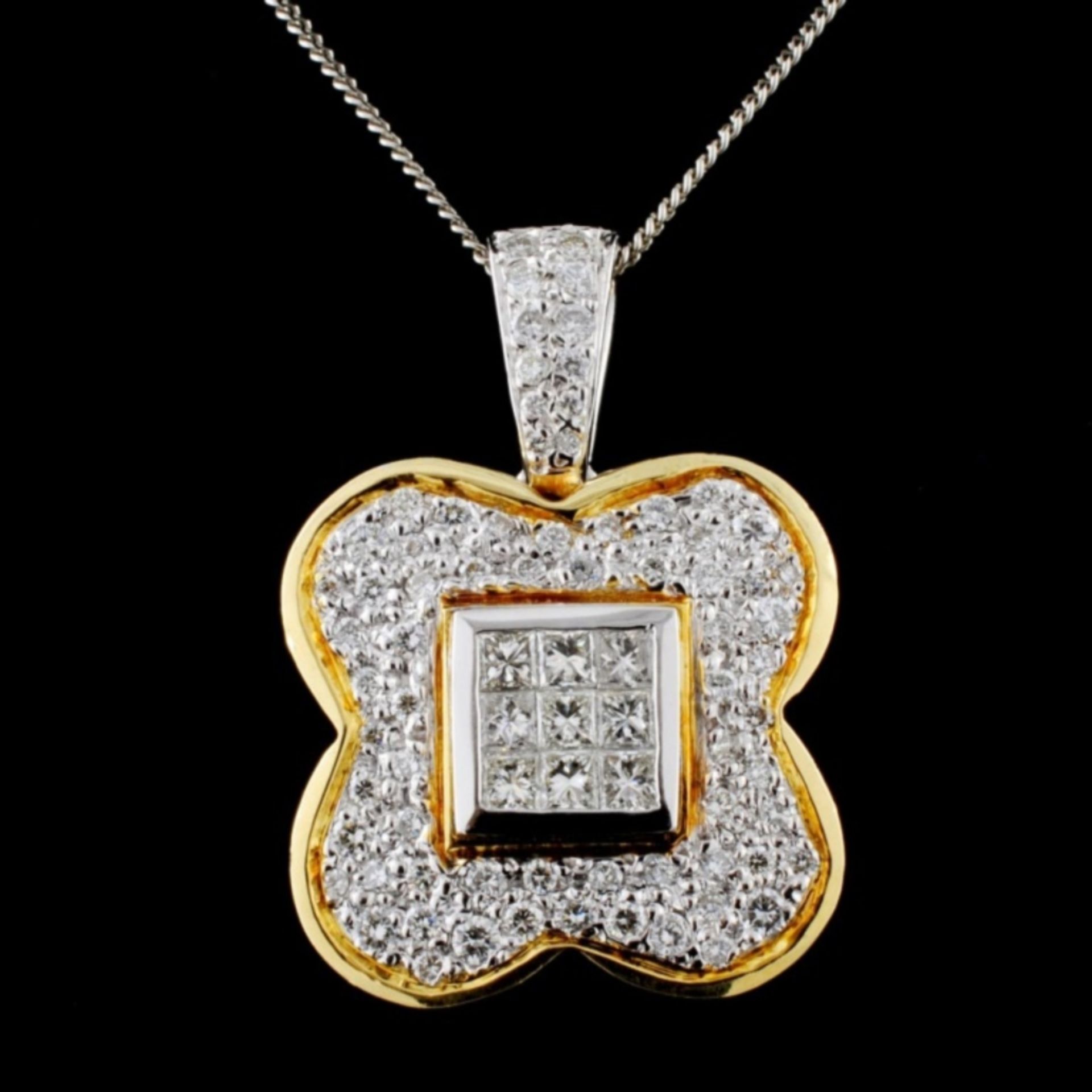 18K Two Tone 1.65ctw Diamond Pendant - Image 2 of 6