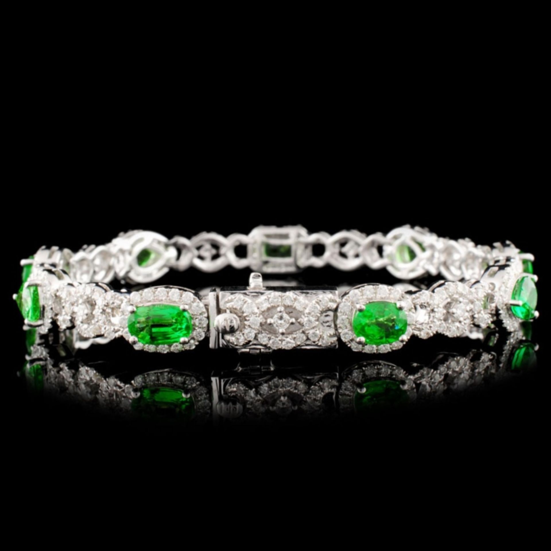 18K Gold 6.47ct Tsavorite & 2.35ctw Diamond Bracel - Image 2 of 5