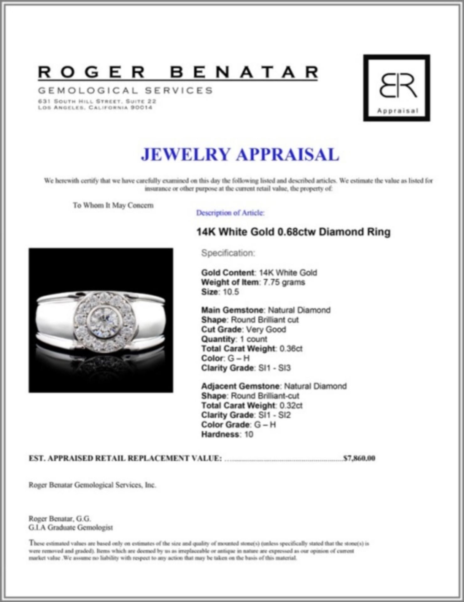 14K White Gold 0.68ctw Diamond Ring - Image 3 of 3