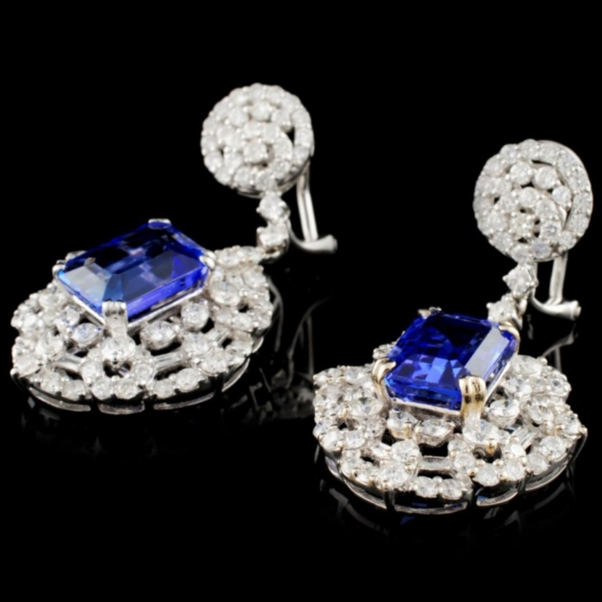 18K Gold 6.22ctw Tanzanite & 3.65ctw Diamond Earri - Image 2 of 3