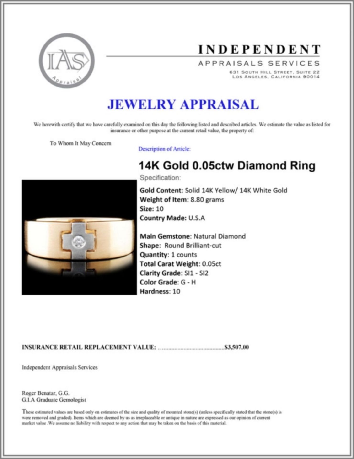 14K Gold 0.05ctw Diamond Ring - Image 4 of 4