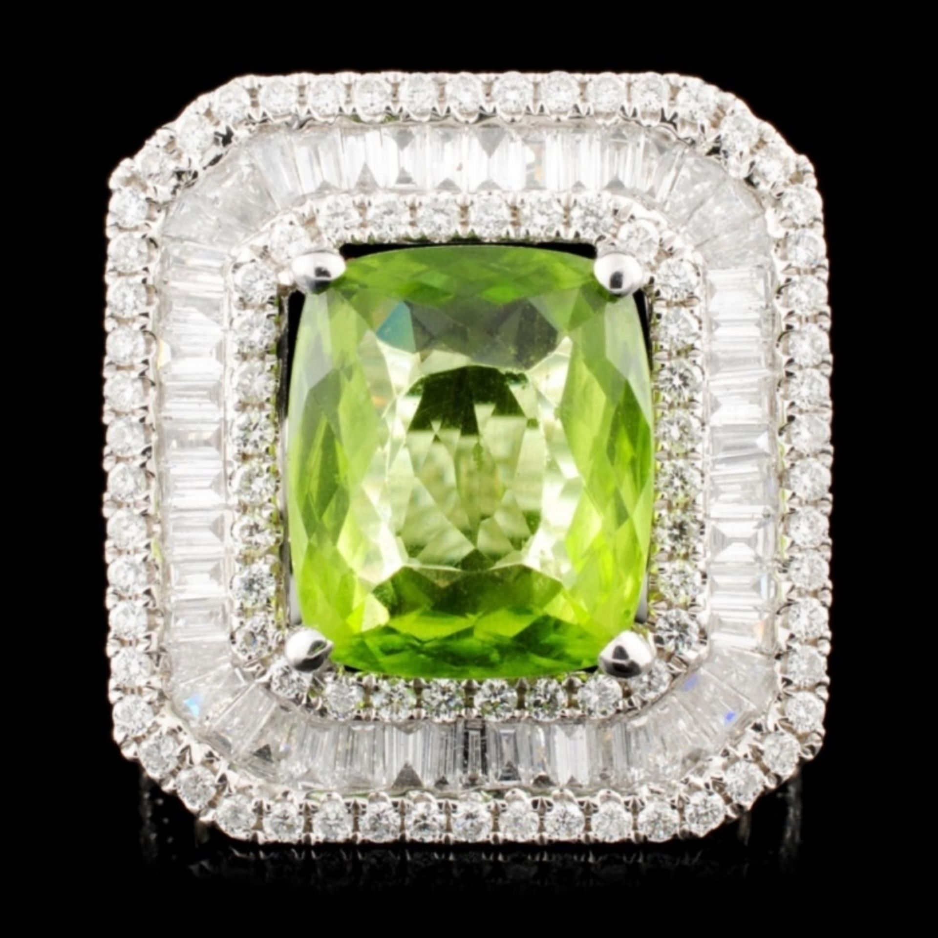 18K Gold 5.65ct Peridot & 1.73ctw Diamond Ring