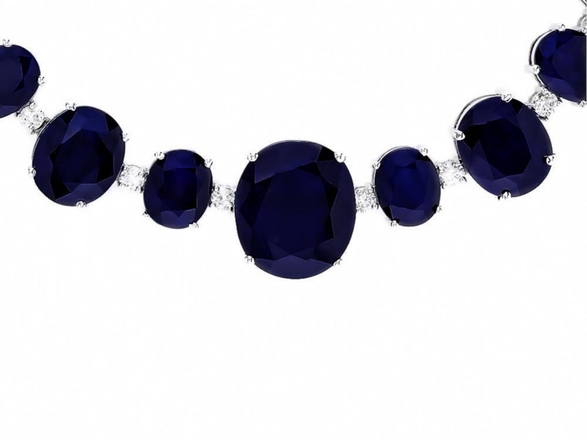 14k Gold 170.00ct Sapphire & 2.00ct Diam Necklace - Image 4 of 5