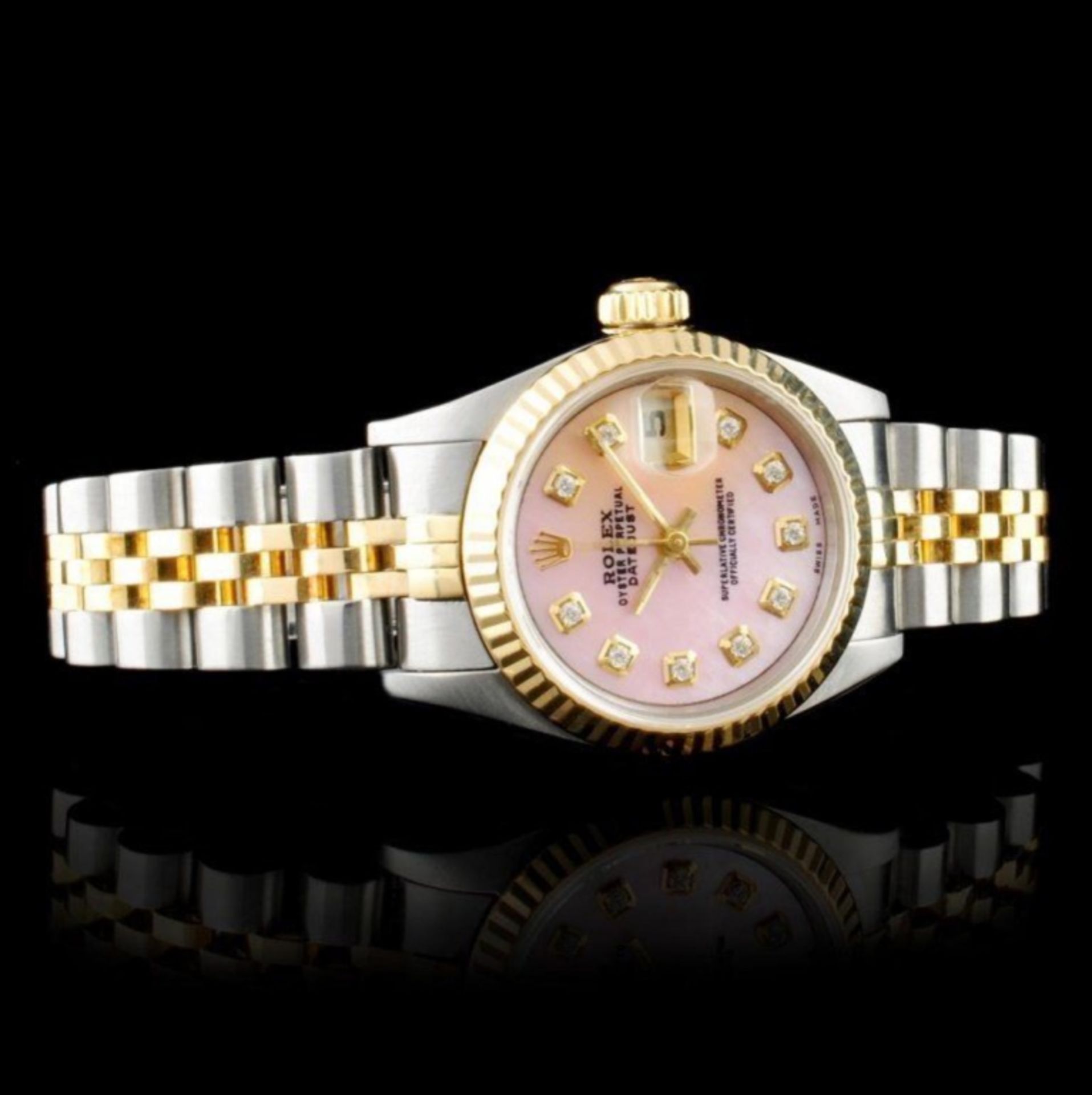 Rolex 18K & SS DateJust Diamond Ladies Watch - Image 2 of 8