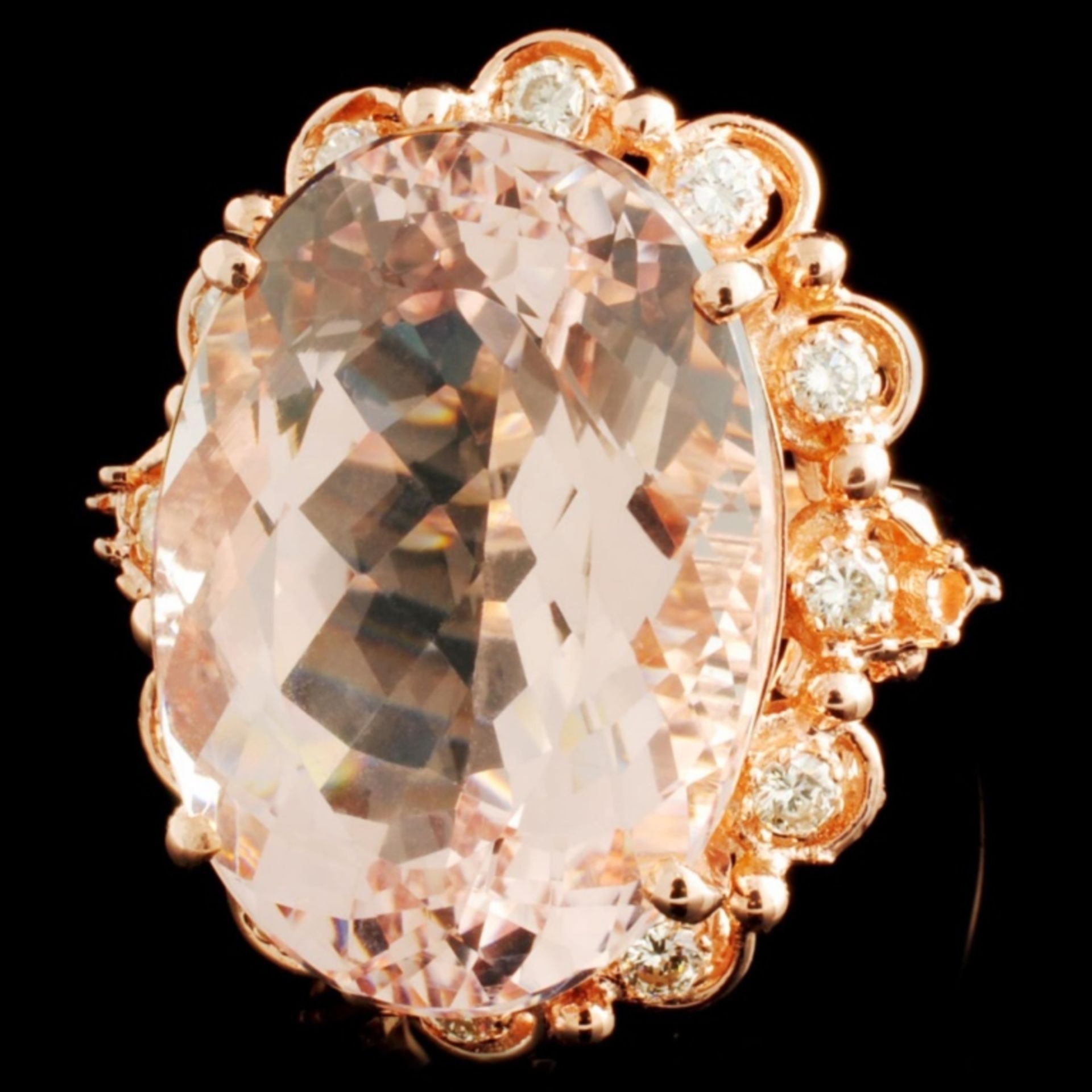 14K Gold 23.77ct Morganite & 2.10ctw Diamond Ring - Image 2 of 4