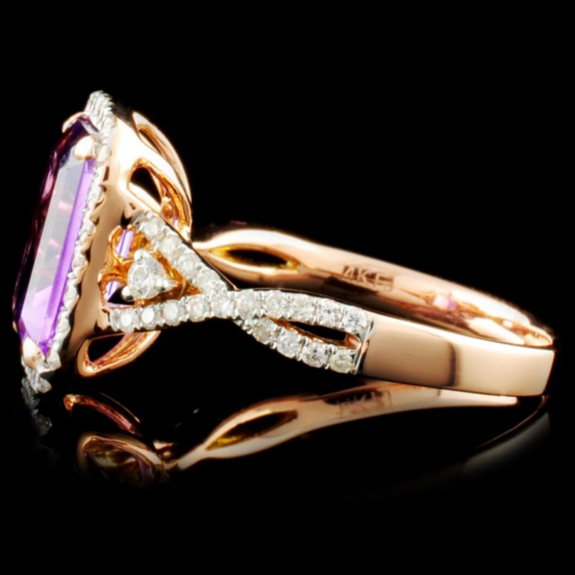 14K Gold 2.29ct Amethyst & 0.50ctw Diamond Ring - Image 3 of 3