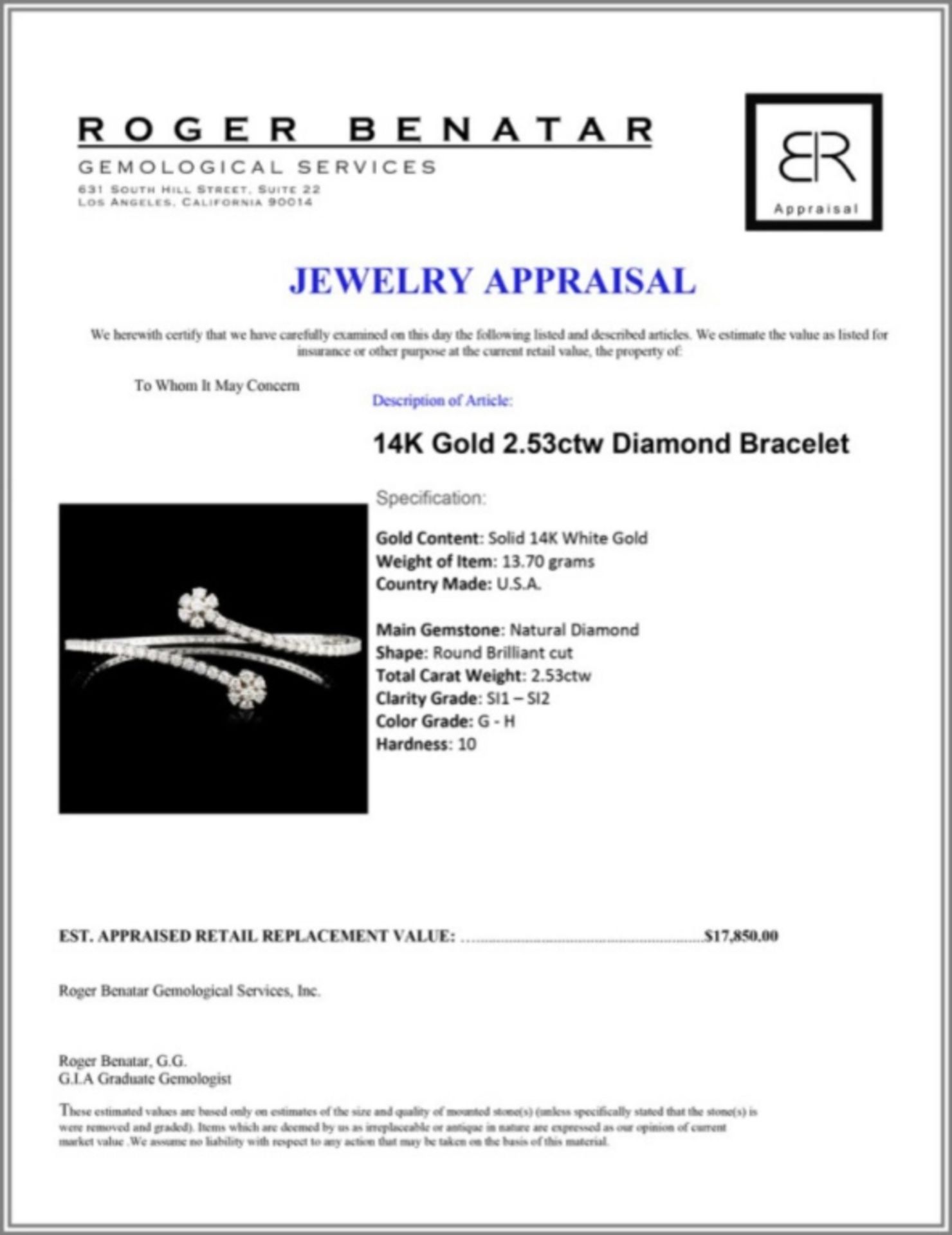 14K Gold 2.53ctw Diamond Bracelet - Image 3 of 3