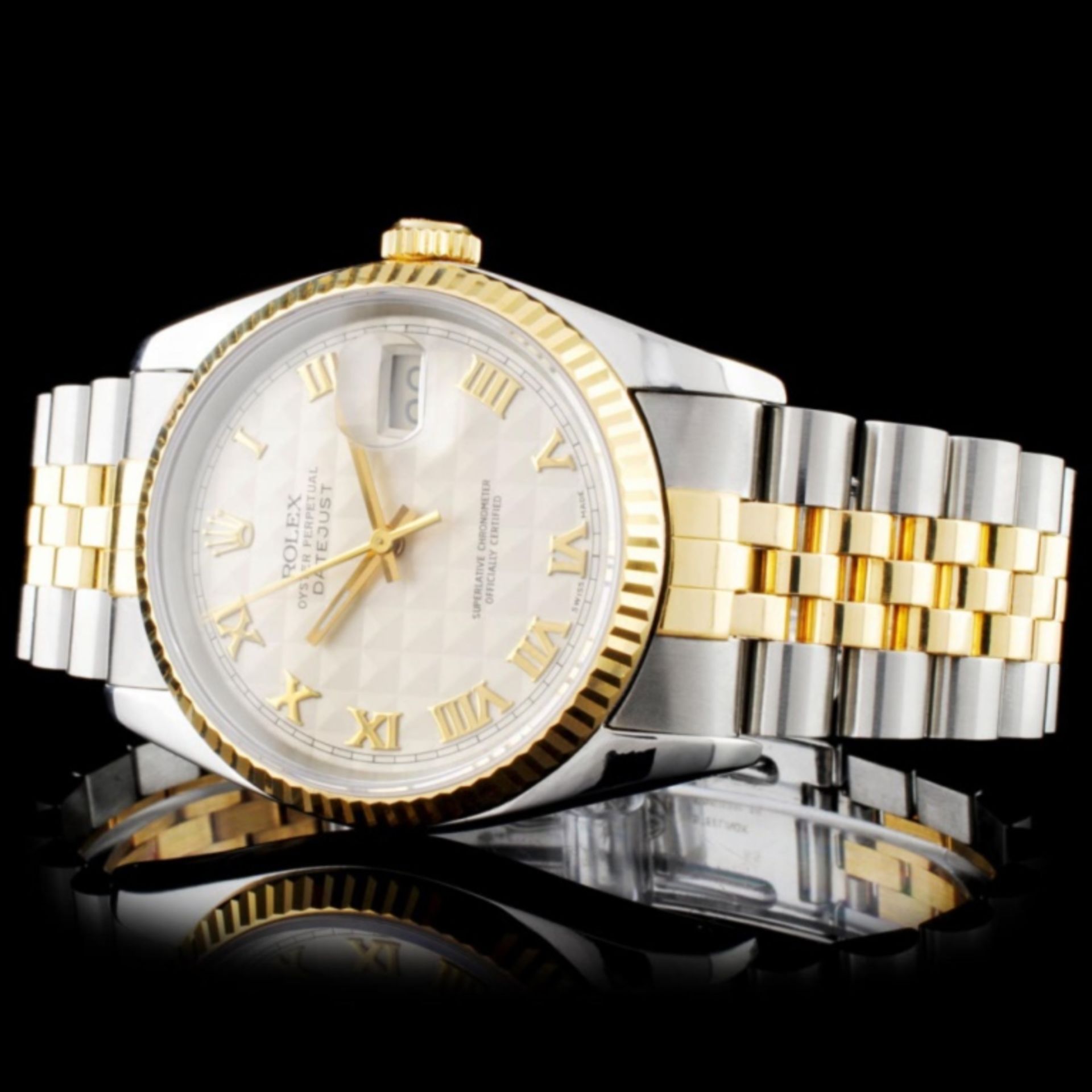 Rolex YG/SS DateJust 36mm Ivory Pyramid Wristwatch - Image 2 of 5