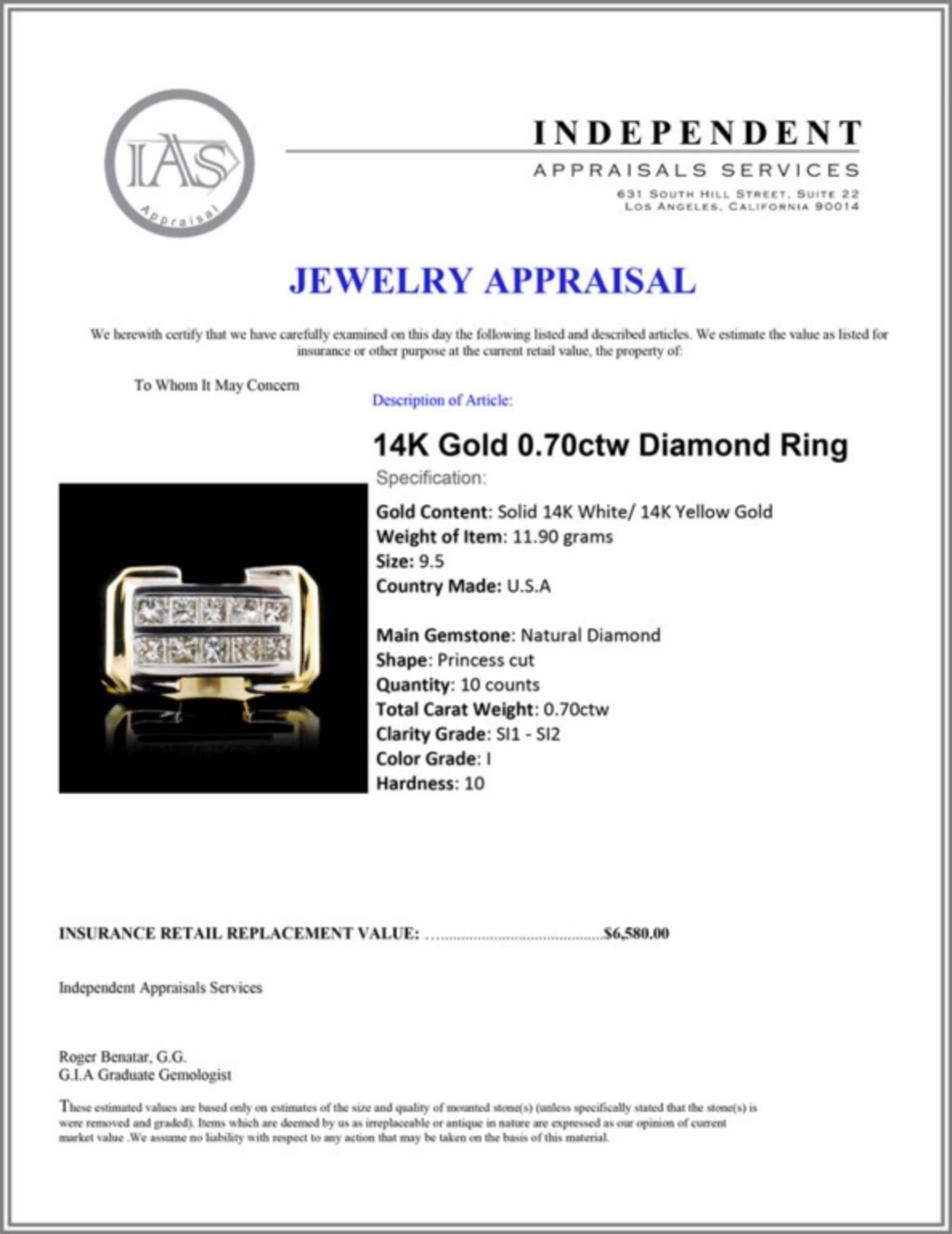 14K Gold 0.70ctw Diamond Ring - Image 5 of 5