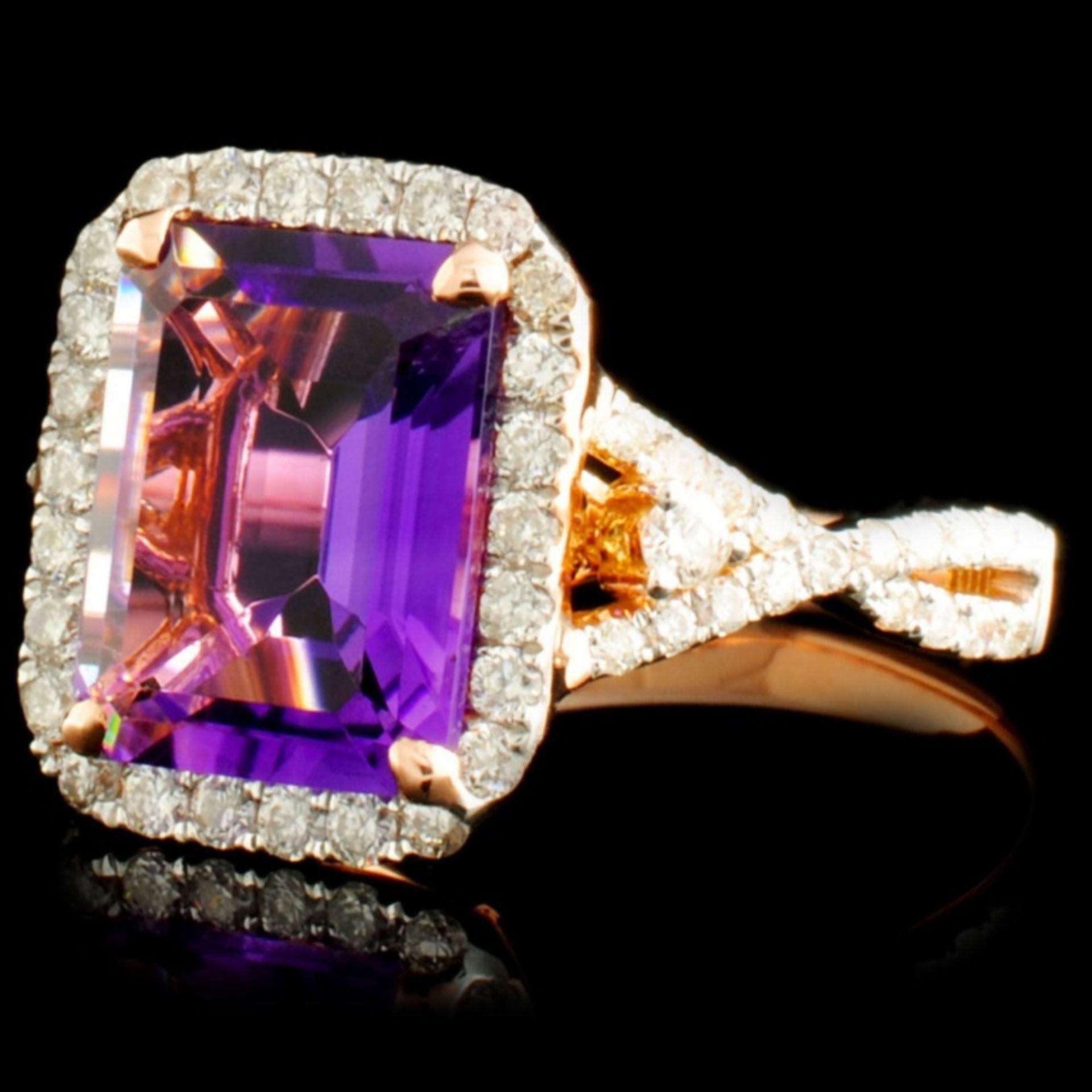 14K Gold 2.29ct Amethyst & 0.50ctw Diamond Ring - Image 2 of 3