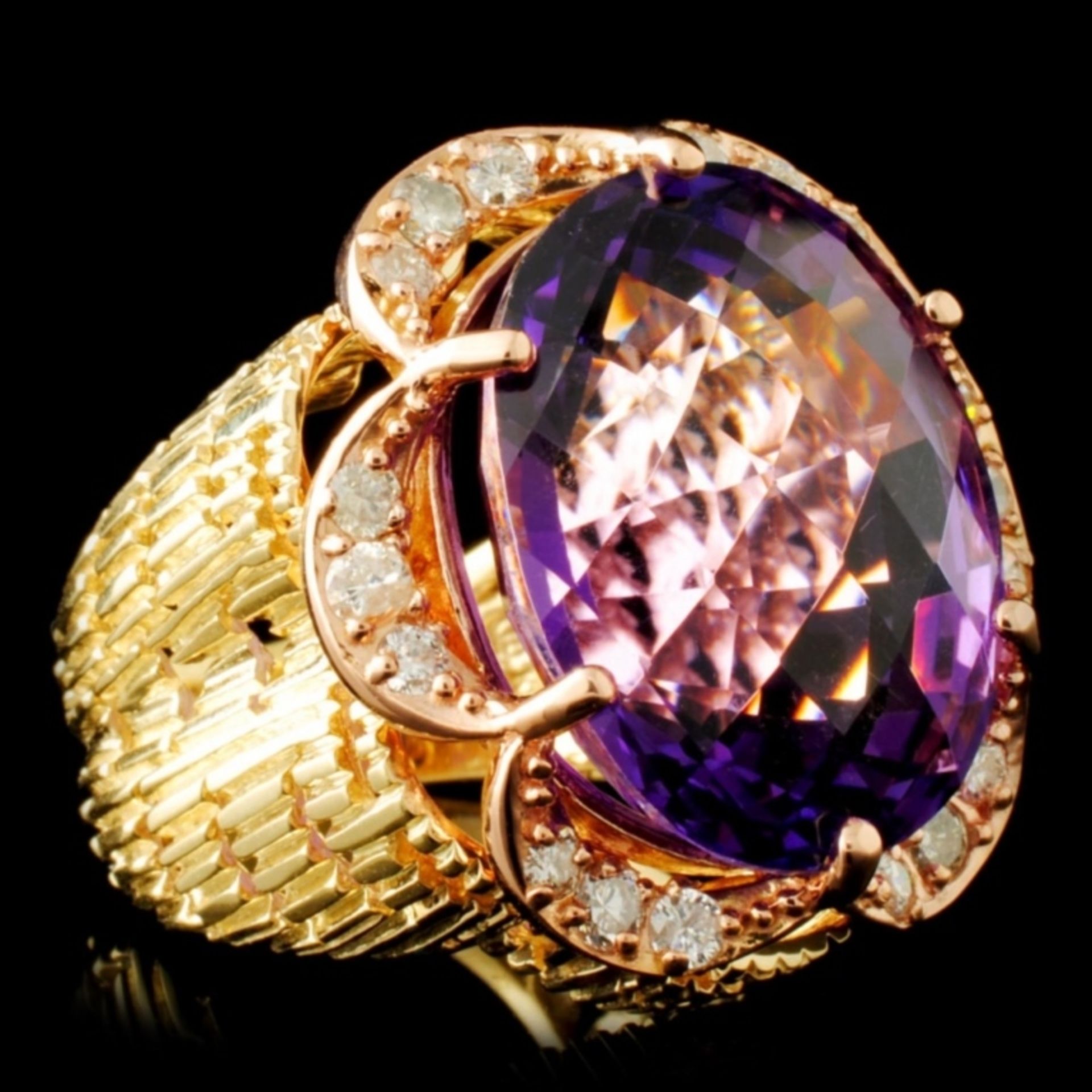 14K Gold 23.02ct Amethyst & 0.75ctw Diamond Ring - Image 3 of 5
