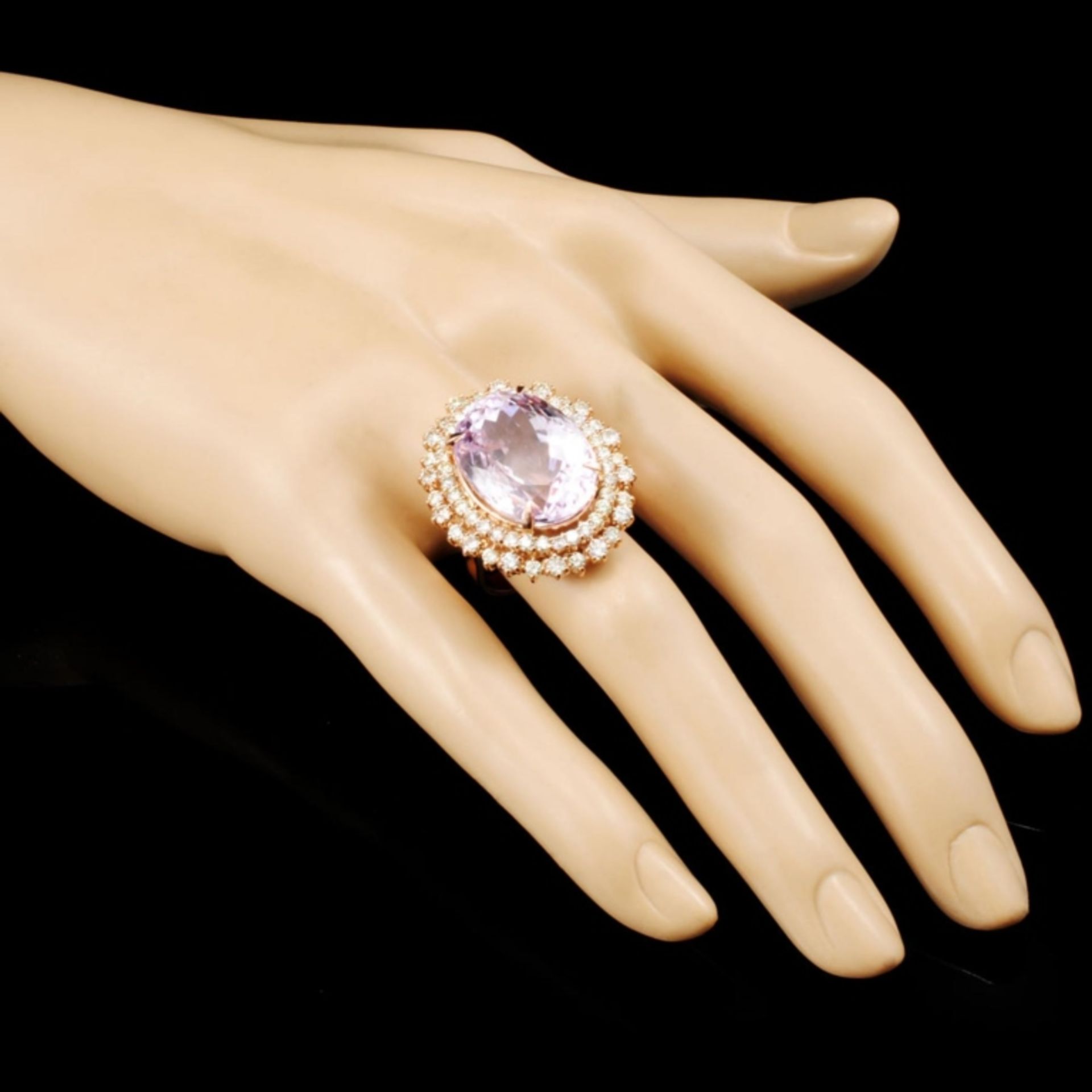 14K Gold 21.91ct Kunzite & 2.05ctw Diamond Ring - Image 3 of 5