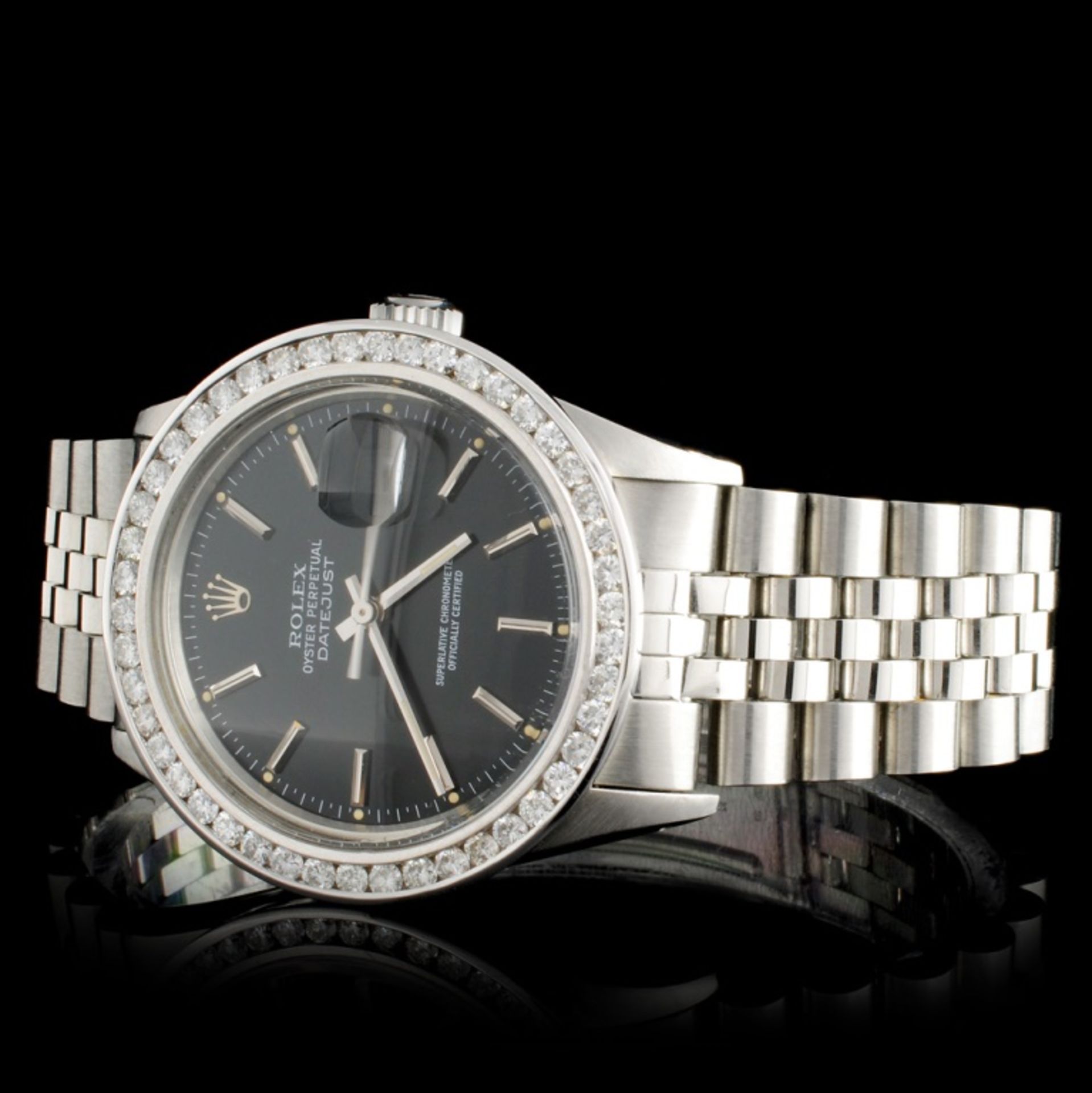 Rolex SS DateJust Diamond Men's Watch - Image 2 of 4