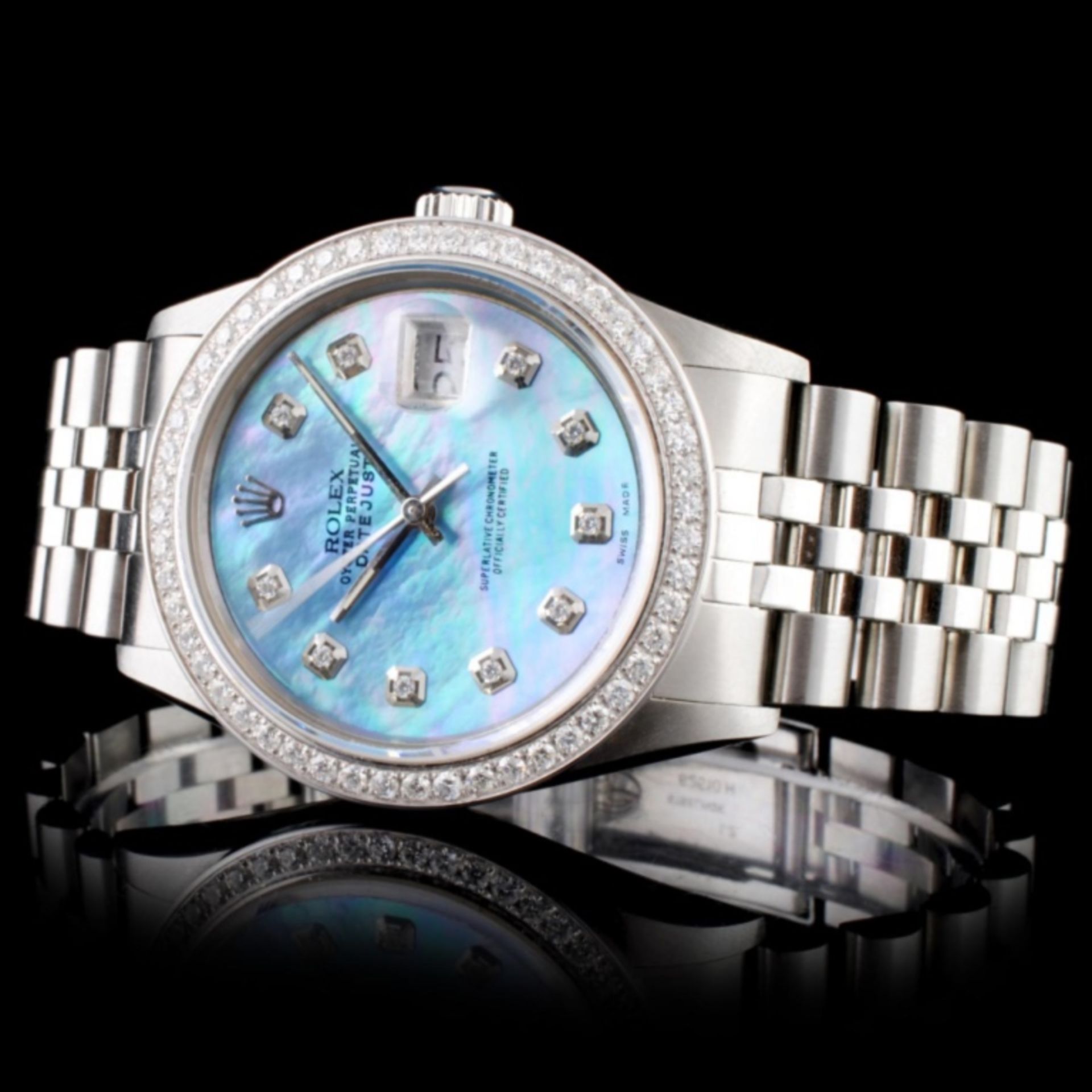 Rolex SS DateJust Diamond 36mm Wristwatch - Image 3 of 6