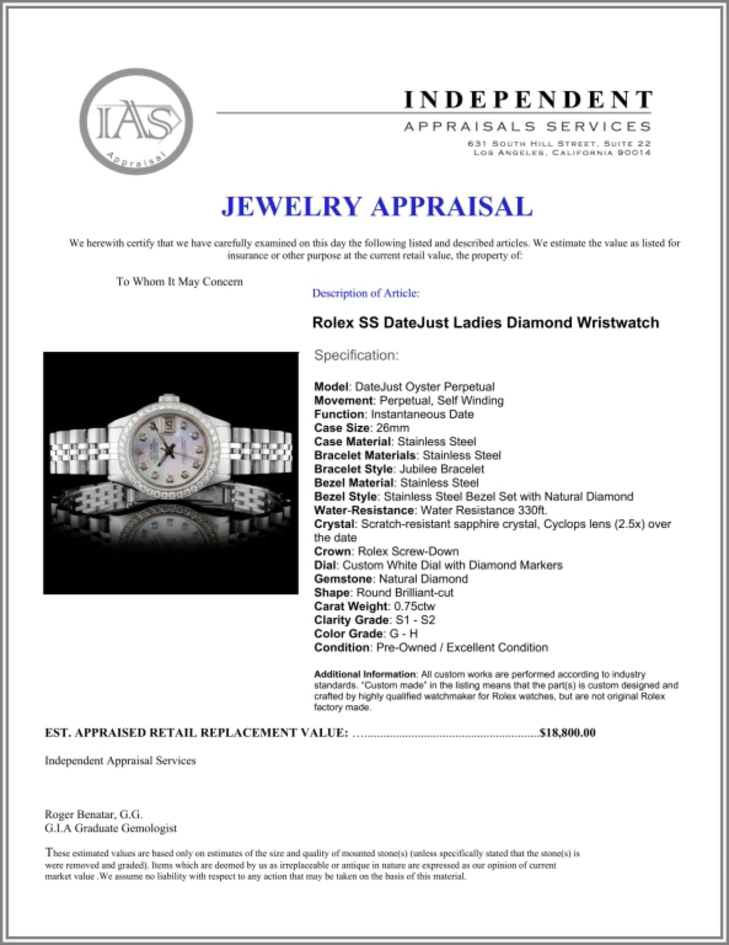 Rolex SS DateJust Ladies Diamond Wristwatch - Image 5 of 5
