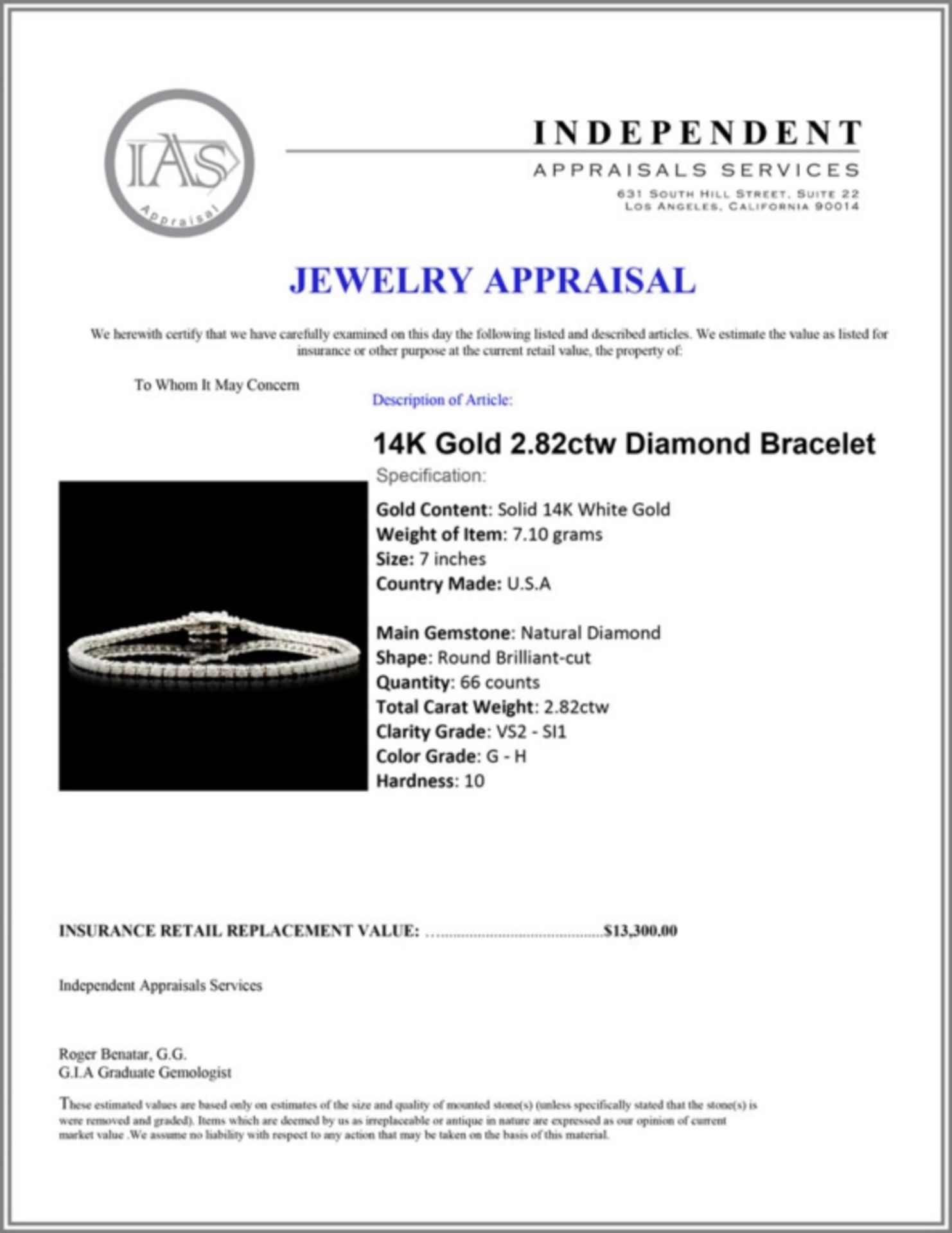 14K Gold 2.82ctw Diamond Bracelet - Image 4 of 4
