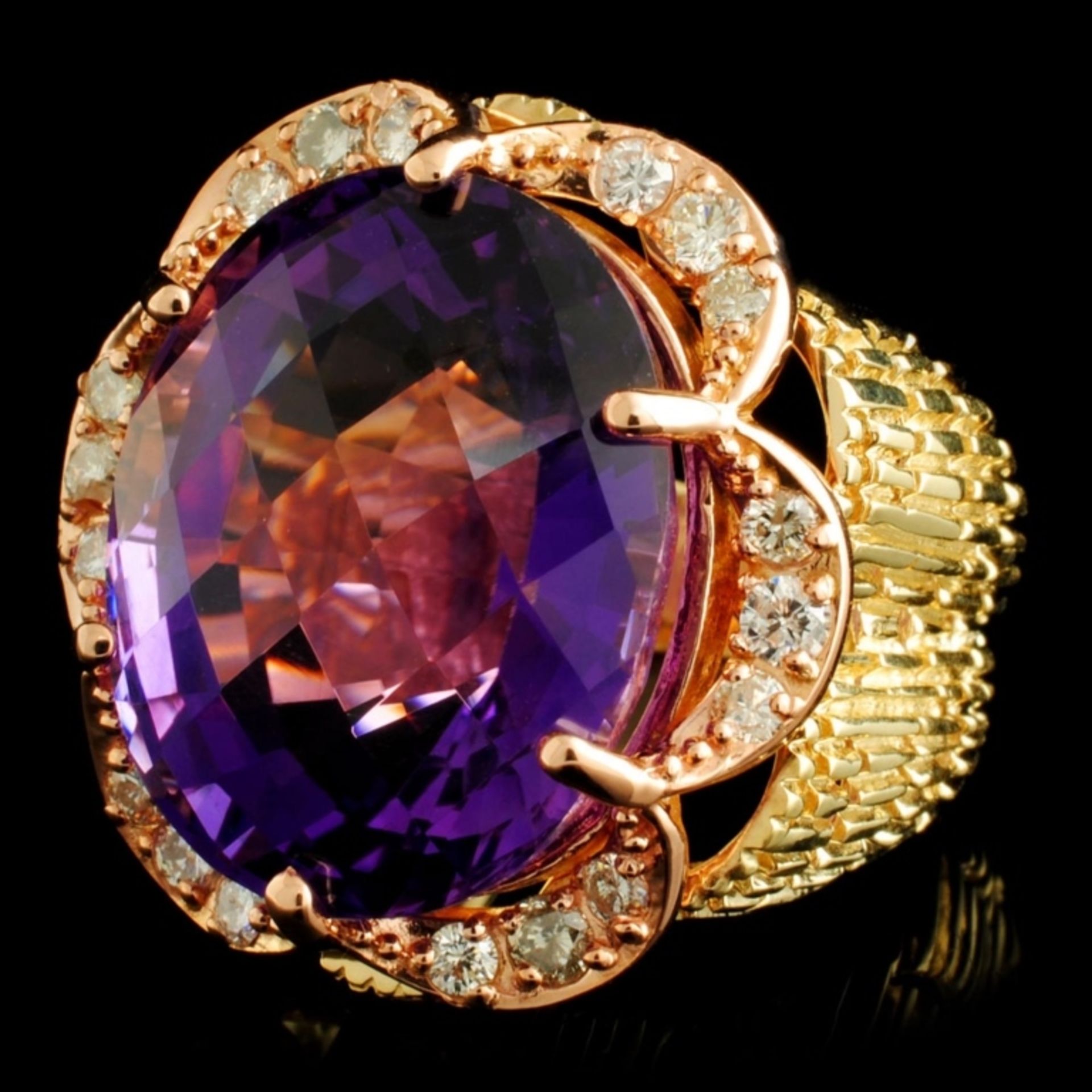 14K Gold 23.02ct Amethyst & 0.75ctw Diamond Ring - Image 2 of 5