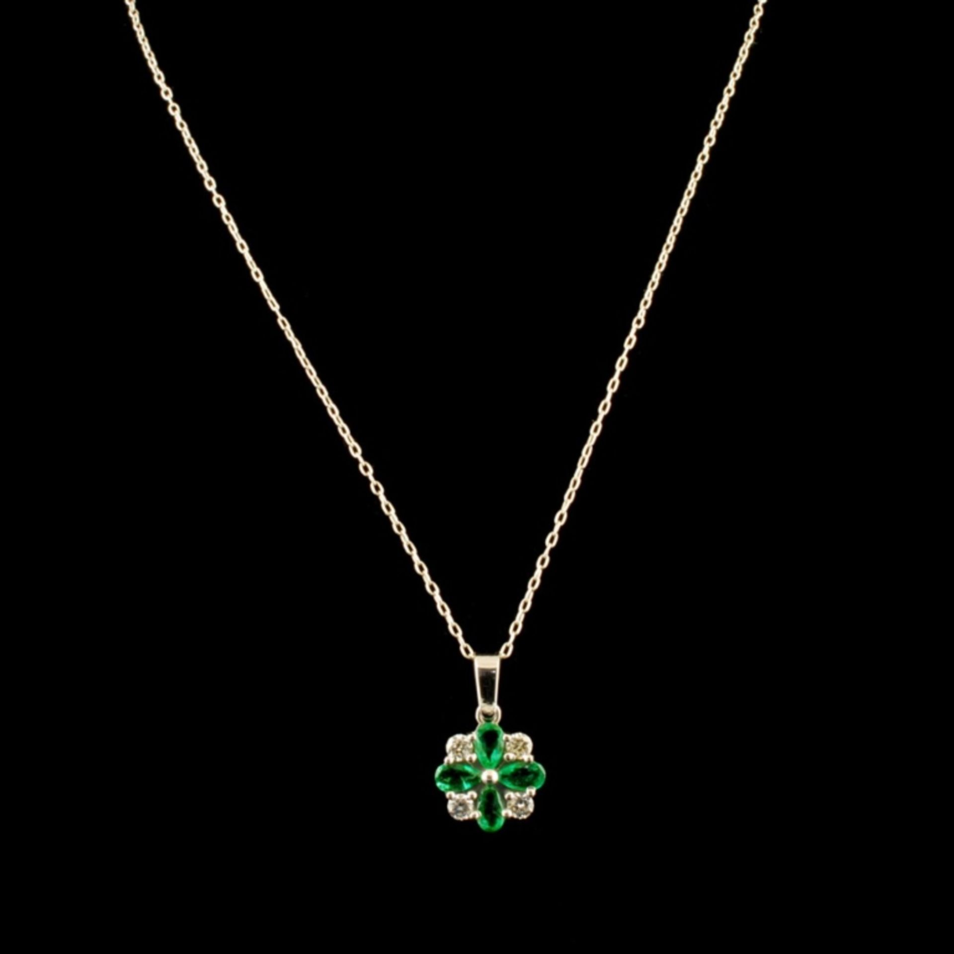 14K Gold 1.50ct Emerald & 0.20ct Diamond Pendant - Image 2 of 3