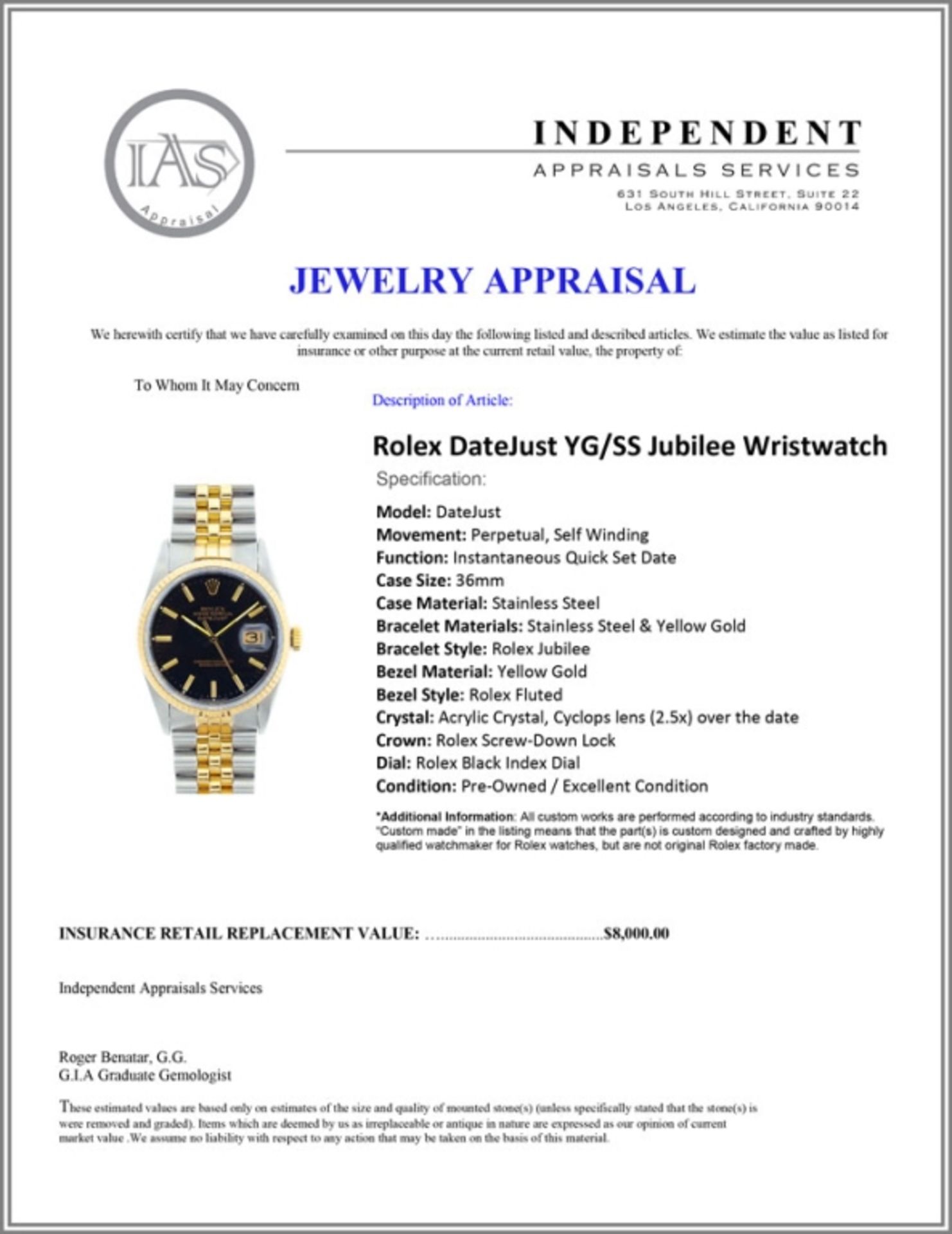 Rolex DateJust YG/SS Jubilee Wristwatch - Image 4 of 4