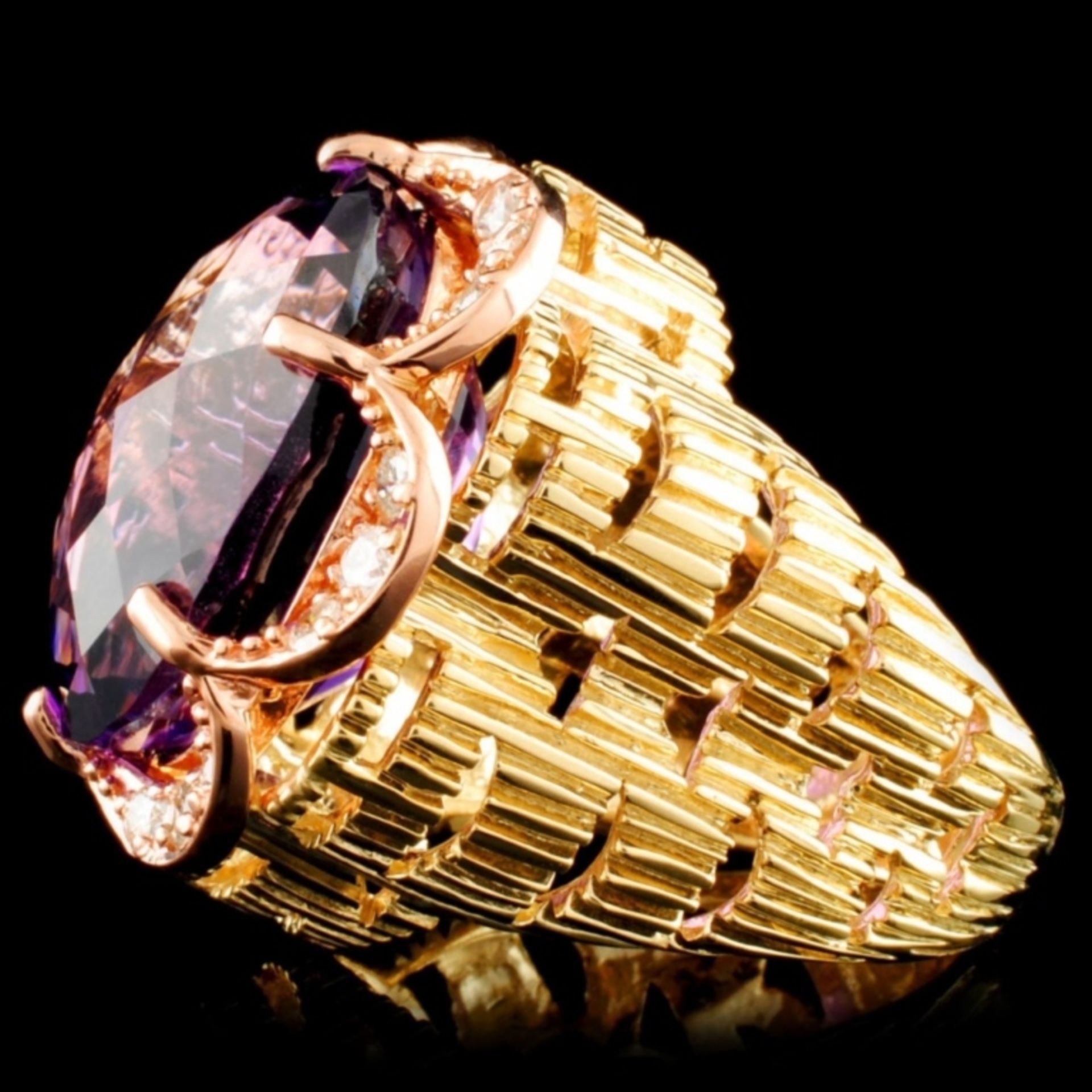 14K Gold 23.02ct Amethyst & 0.75ctw Diamond Ring - Image 4 of 5