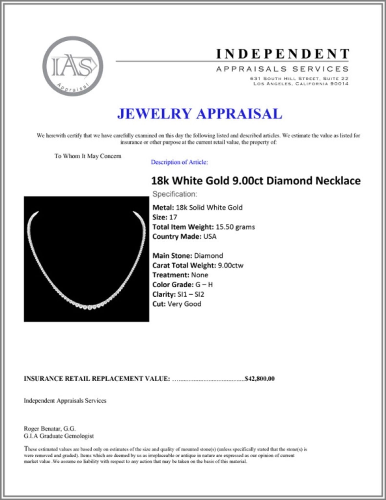 18k White Gold 9.00ct Diamond Necklace - Image 4 of 4