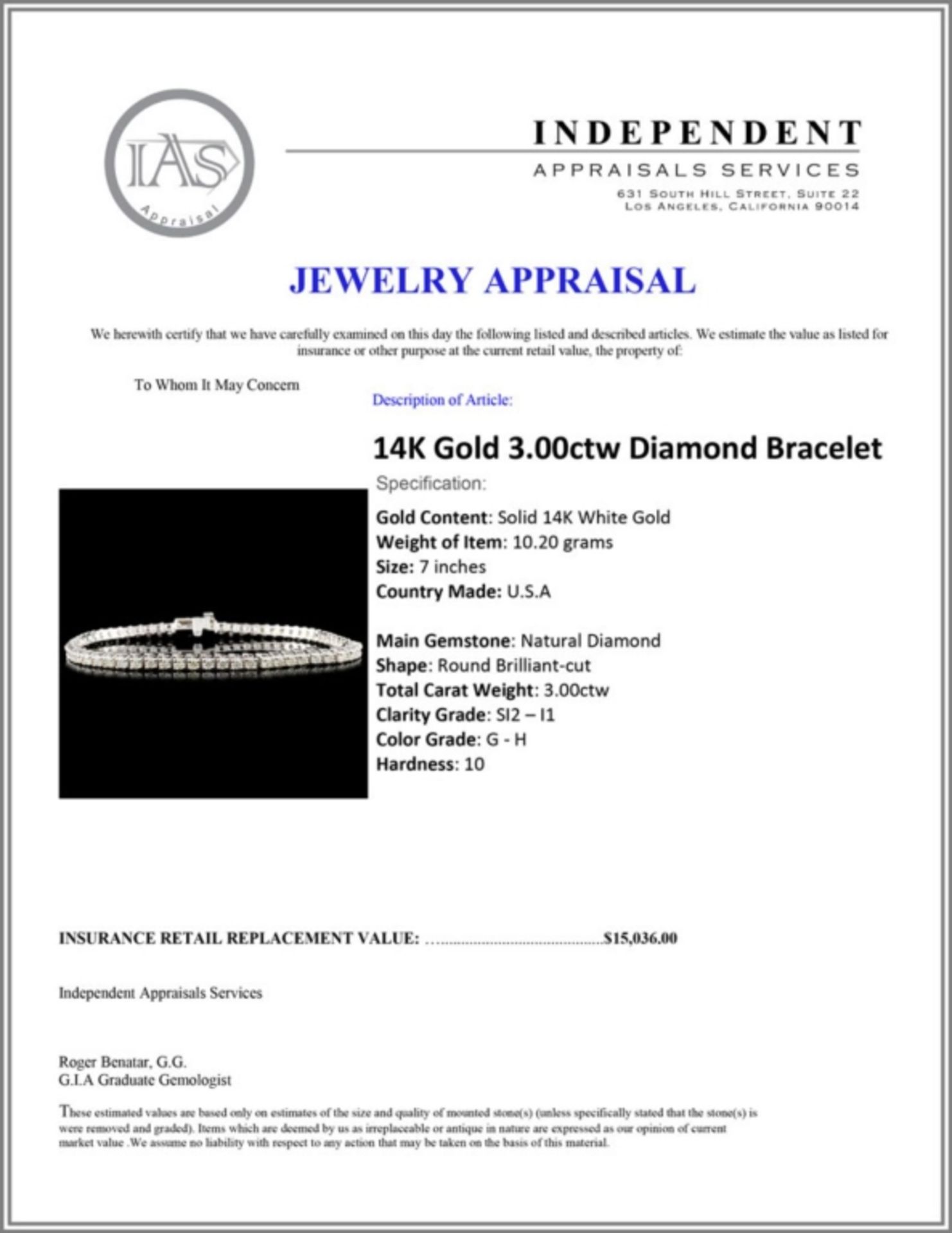 14K Gold 3.00ctw Diamond Bracelet - Image 4 of 4