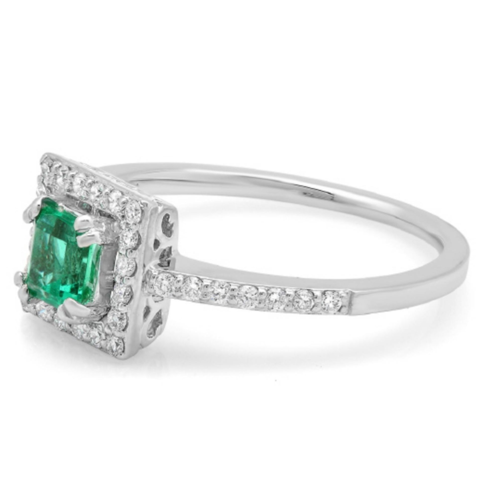 14K Gold 0.50ct Emerald & 0.25ct Diamond Ring - Image 2 of 2