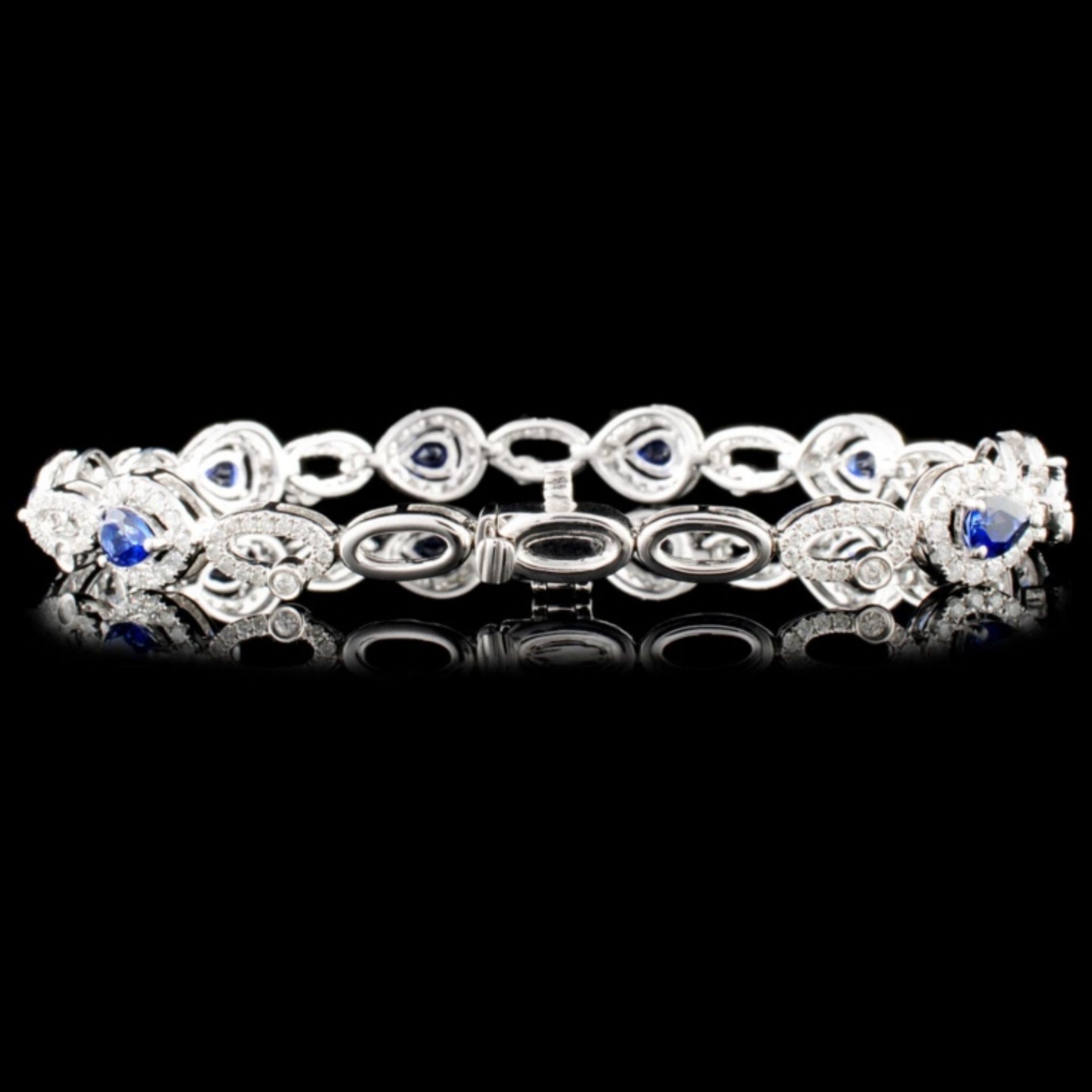 14K Gold 3.26ct Sapphire & 1.70ctw Diamond Bracele - Image 2 of 4
