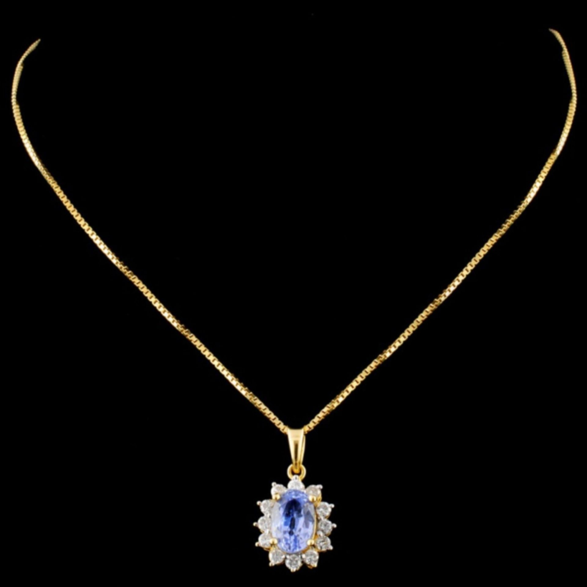 18K Gold 1.21ct Tanzanite & 0.21ctw Diamond Pendan - Image 2 of 2