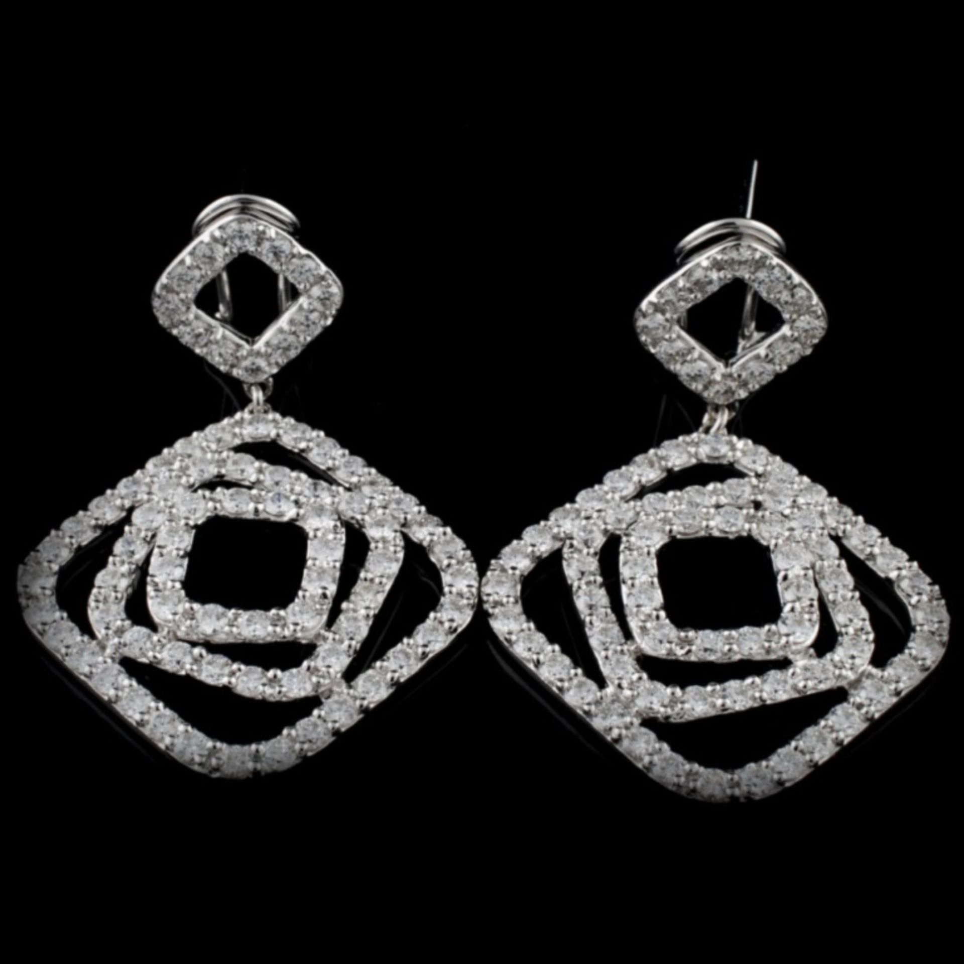 18K White Gold 3.65ct Diamond Earrings - Image 2 of 3