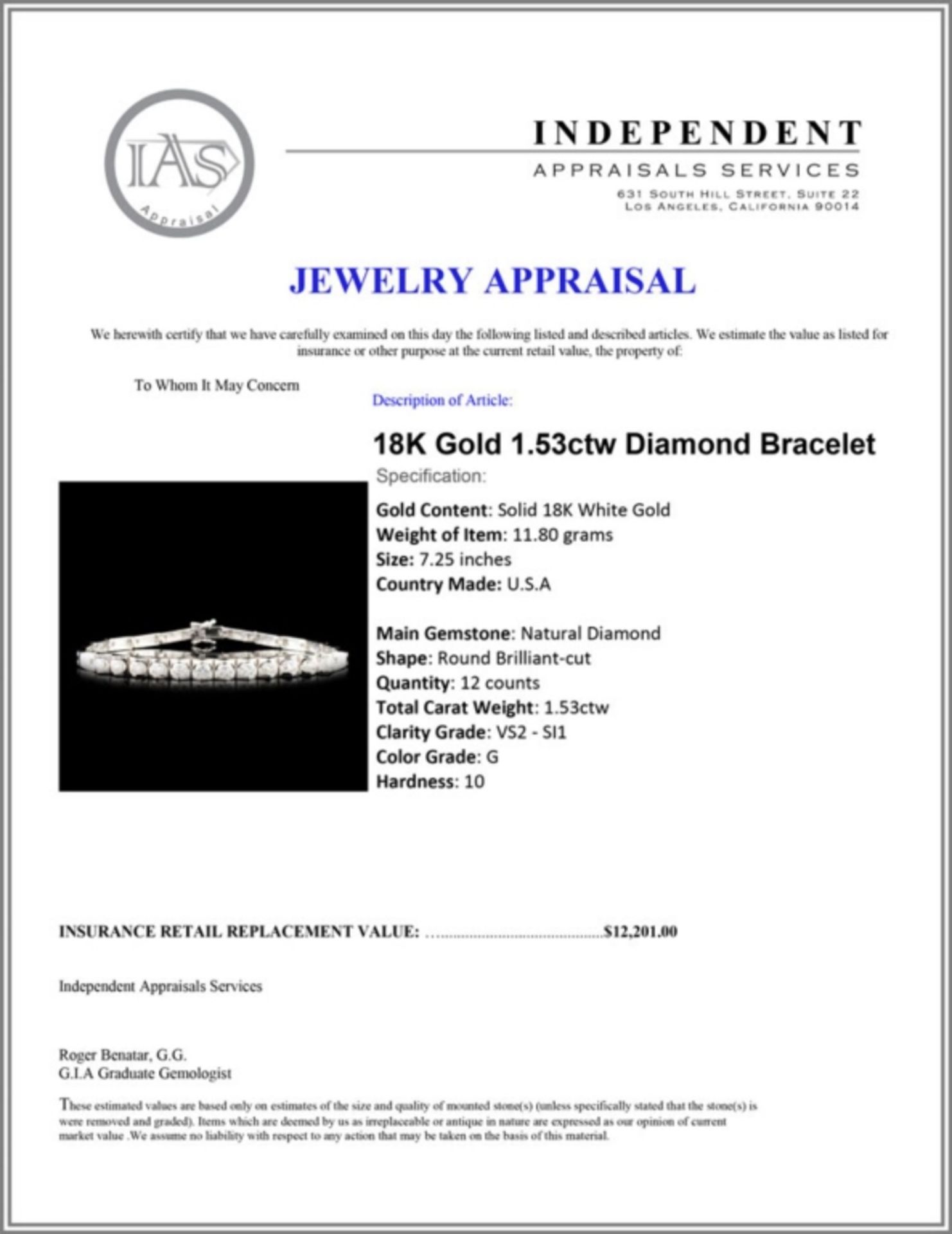 18K Gold 1.53ctw Diamond Bracelet - Image 4 of 4