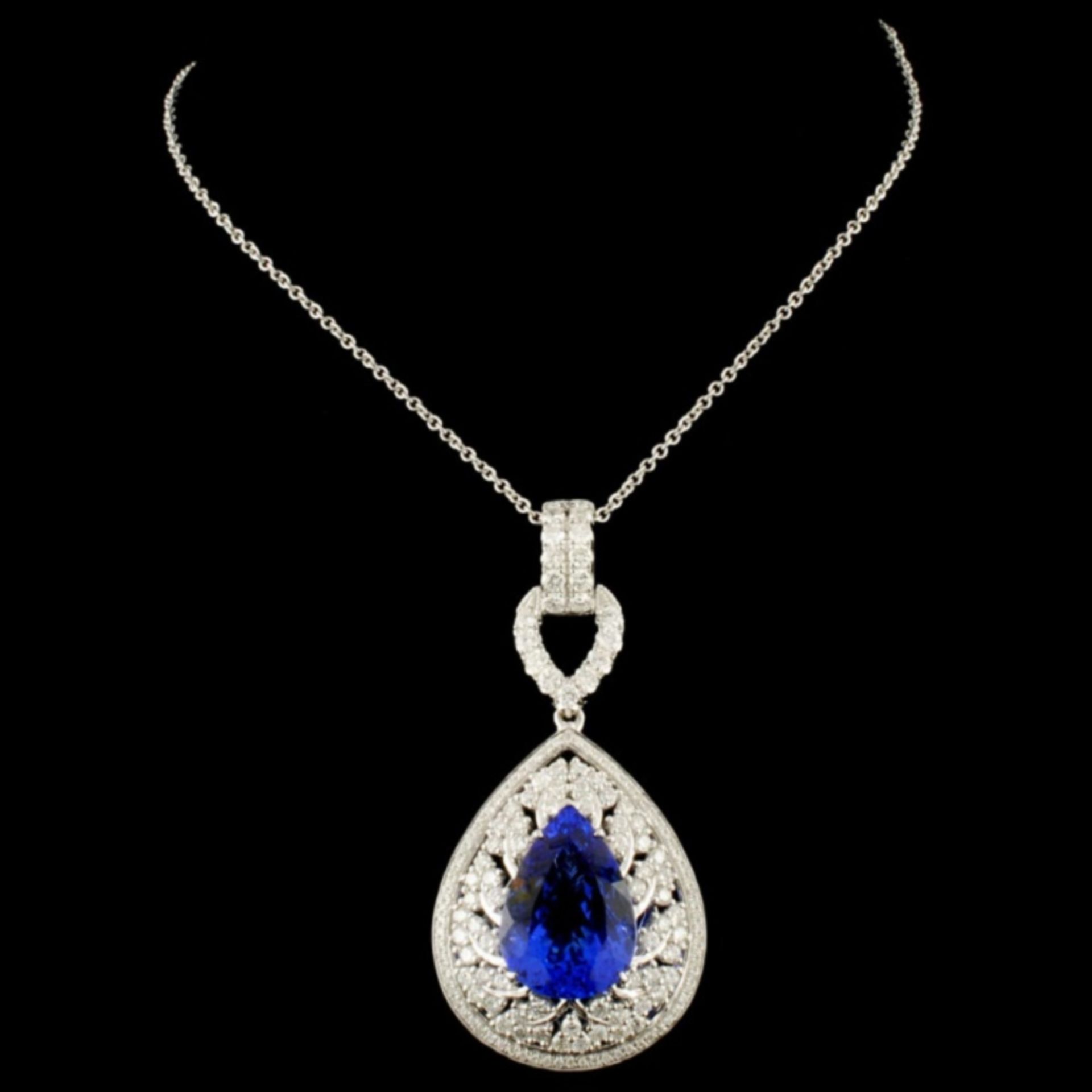 18K Gold 7.90ct Tanzanite & 1.73ctw Diamond Pendan - Image 2 of 4