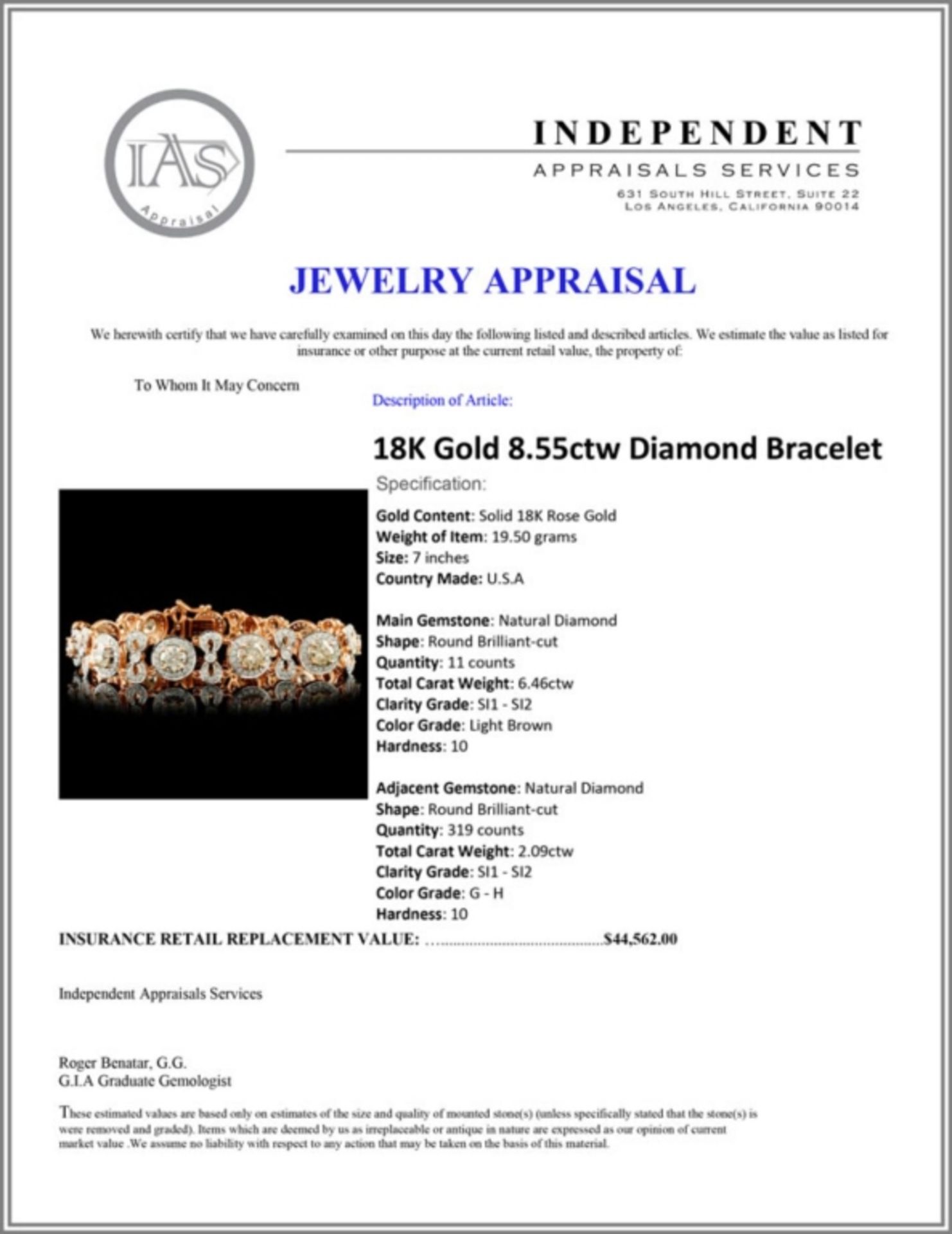 18K Gold 8.55ctw Diamond Bracelet - Image 4 of 4