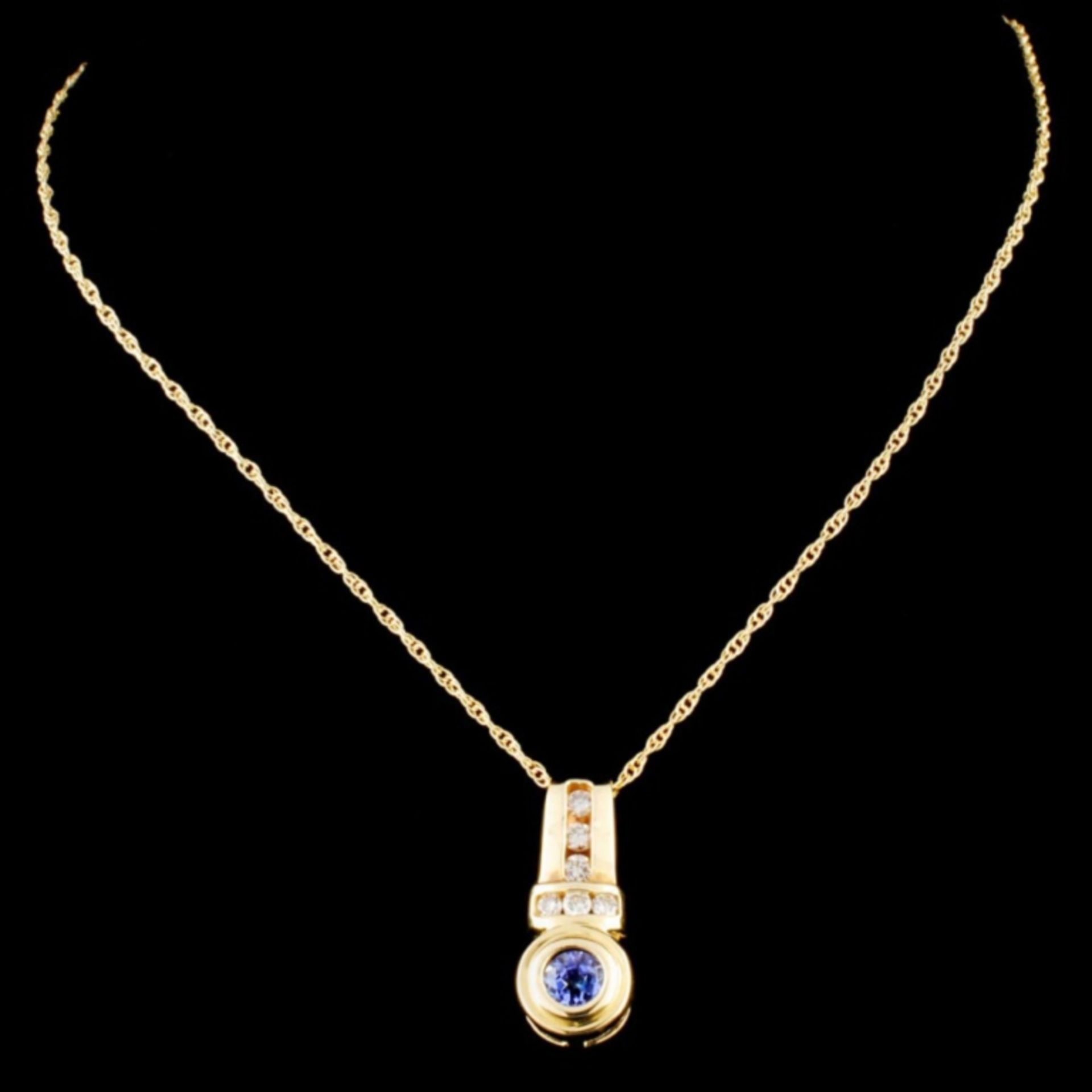 14K Gold 0.47ct Tanzanite & 0.25ctw Diamond Pendan - Image 2 of 3