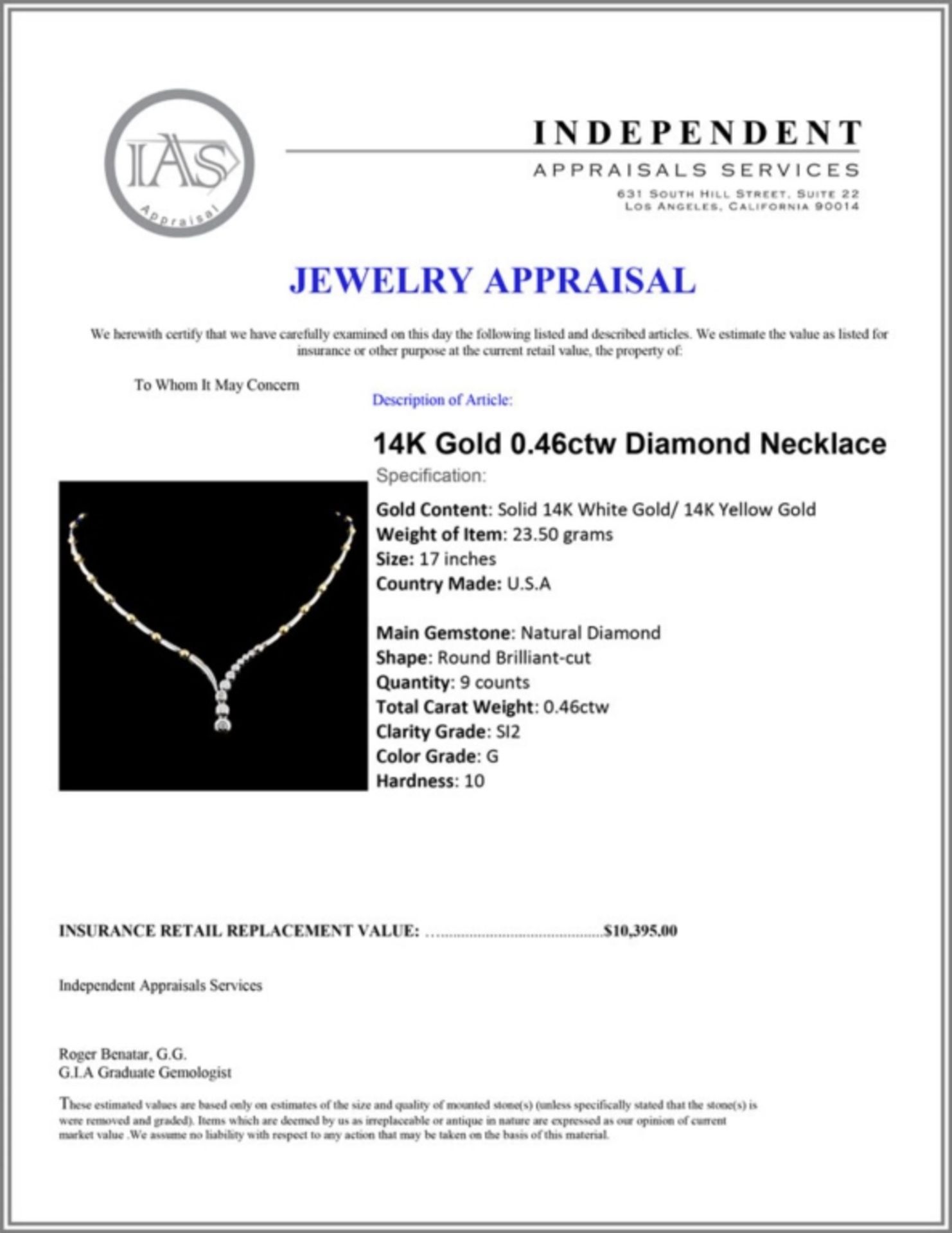 14K Gold 0.46ctw Diamond Necklace - Image 4 of 4