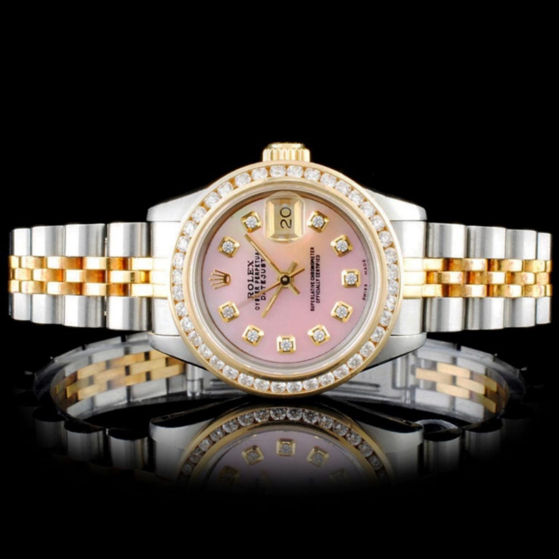 Rolex YG/SS DateJust Diamond Ladies Wristwa