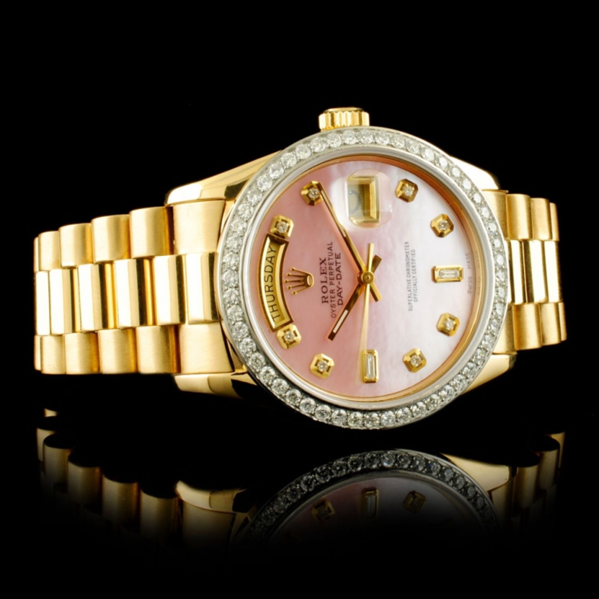 Rolex Day-Date 18K YG 1.35ct Diamond Wristwatch - Image 4 of 5