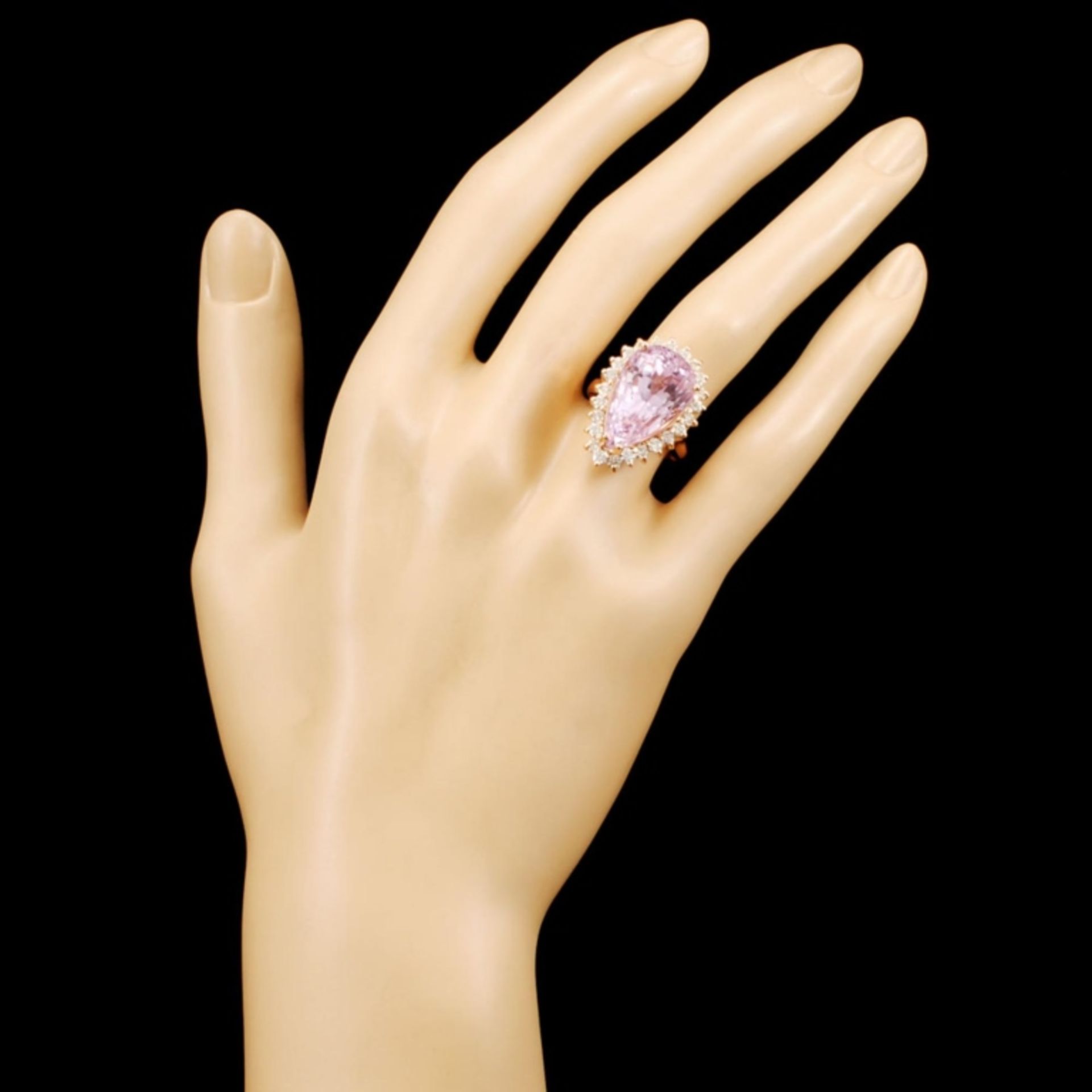 14K Gold 13.58ct Kunzite & 1.12ctw Diamond Ring - Image 4 of 5