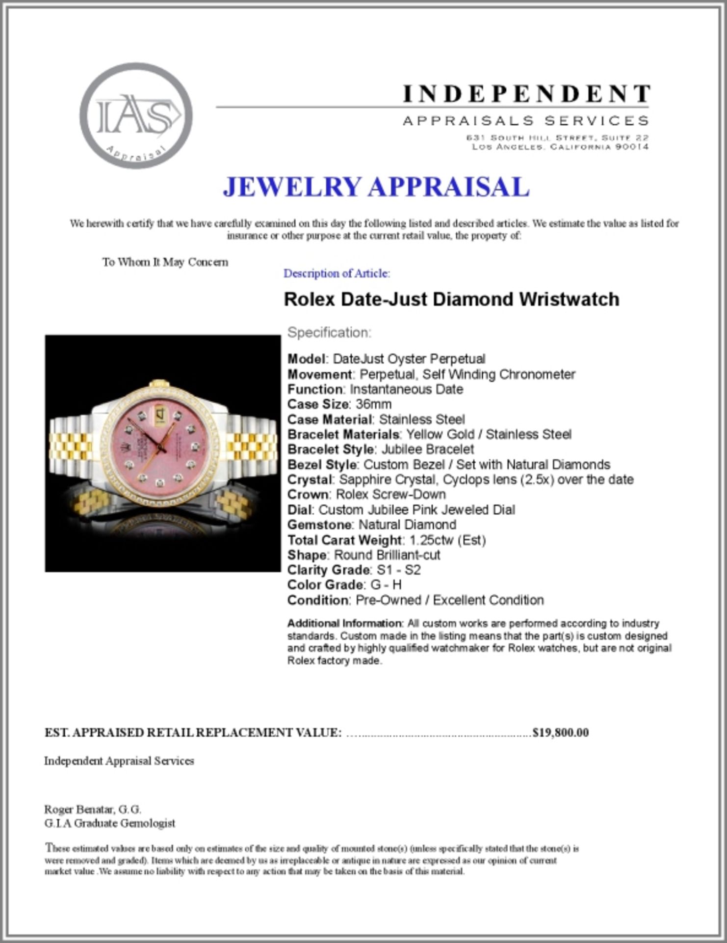 Rolex DateJust Diamond 36mm Wristwatch - Image 5 of 5