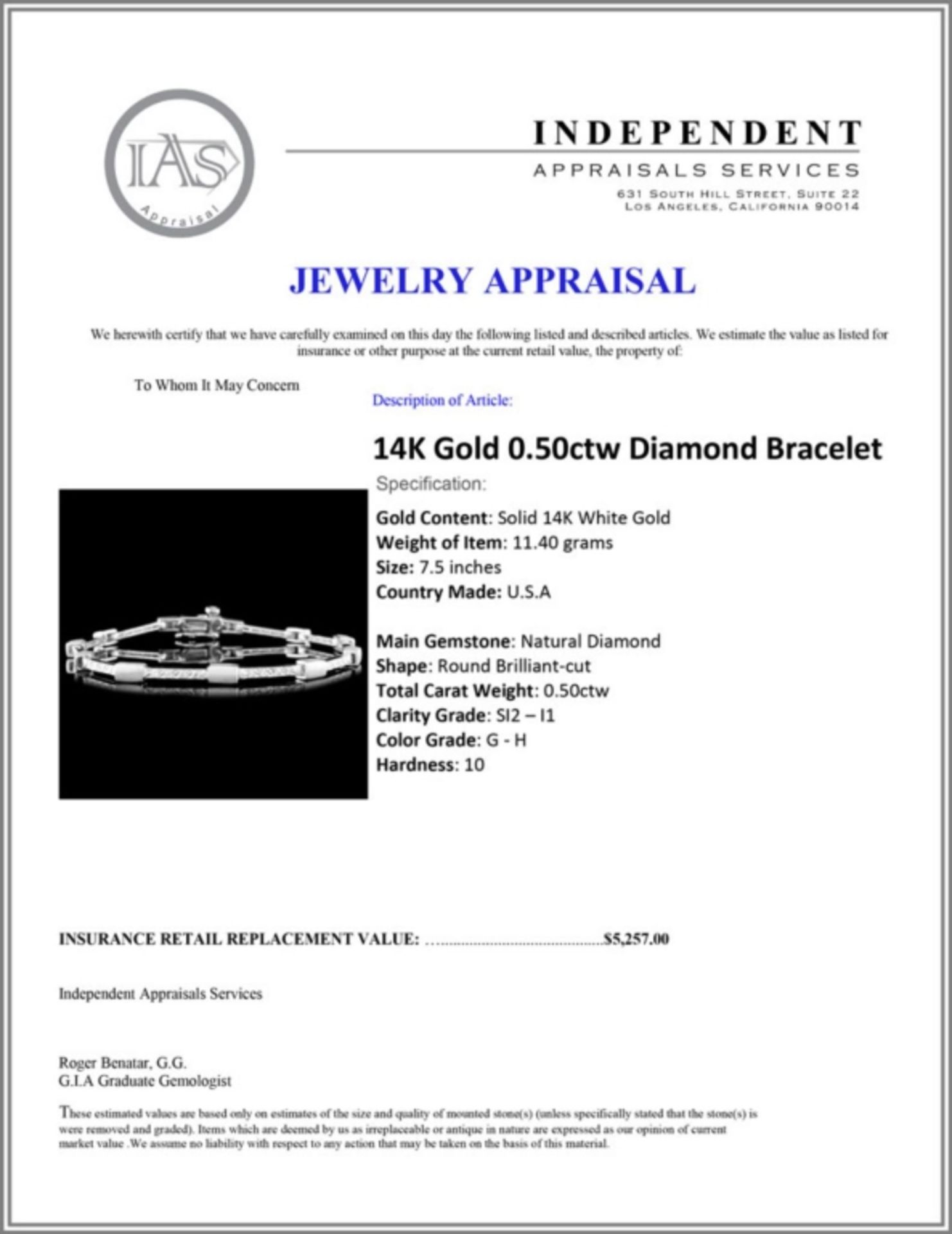 14K Gold 0.50ctw Diamond Bracelet - Image 4 of 4