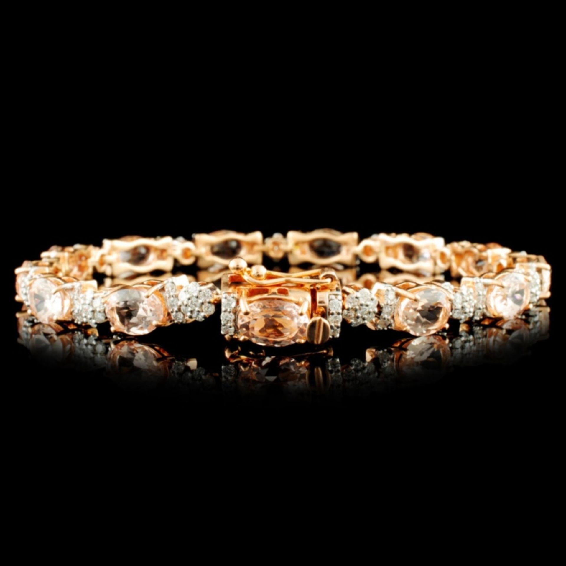 14K Gold 9.15ct Morganite & 1.50ctw Diamond Bracel - Image 2 of 4