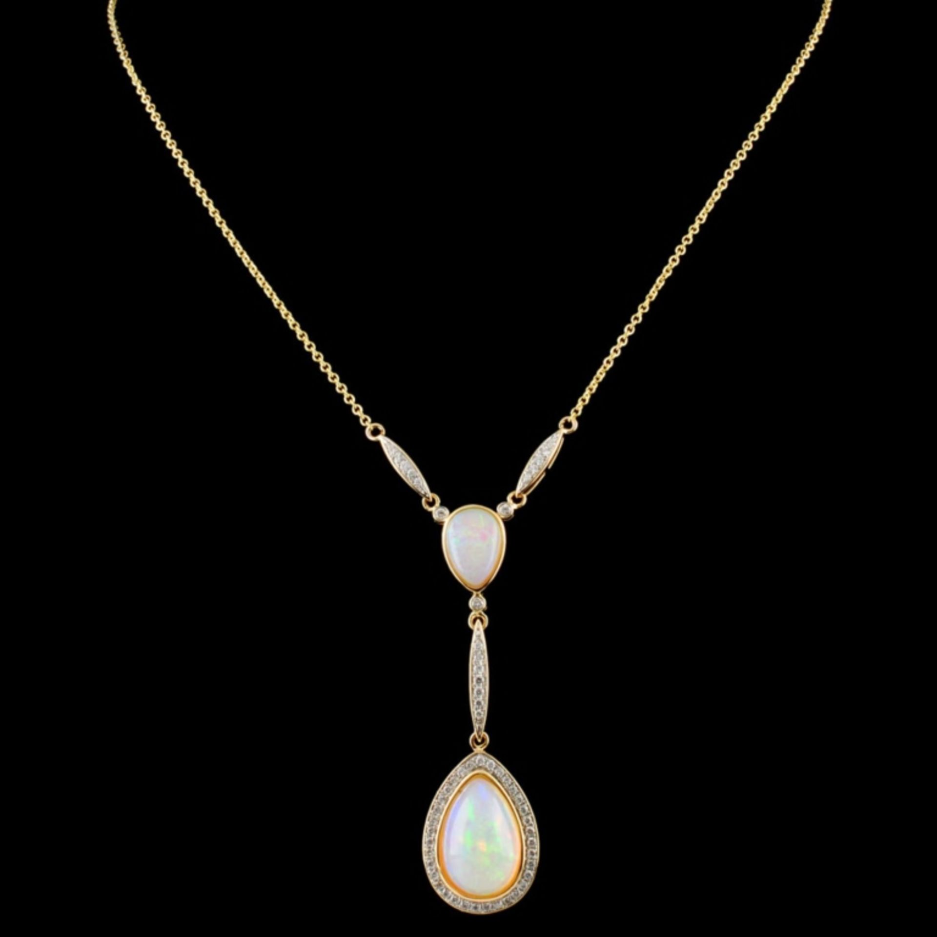 14K Gold 7.55ct Opal & 0.66ctw Diamond Necklace - Image 2 of 4