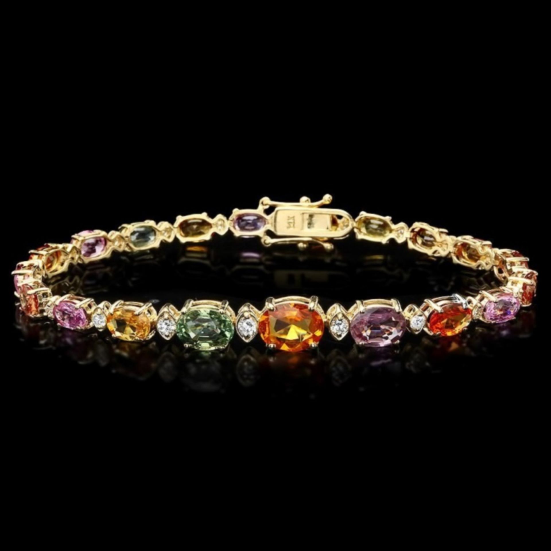 14k Gold 15.00ct Sapphire & 0.70ct Diamond Bracel