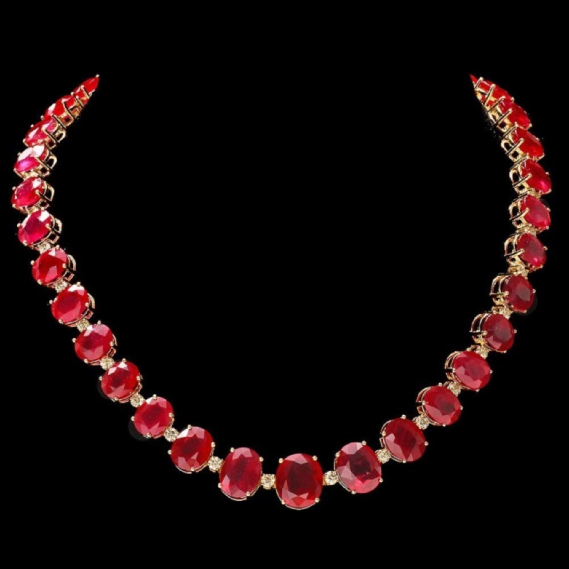 `14k Gold 135.00ct Ruby & 4.00ct Diamond Necklace