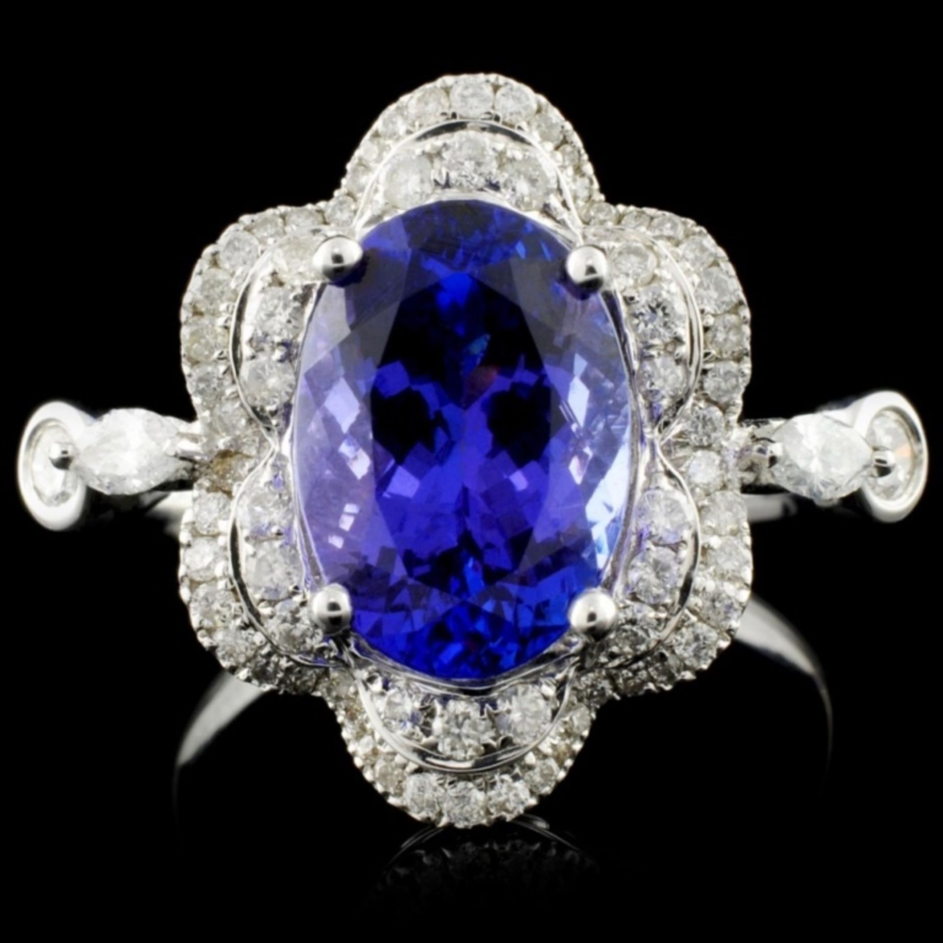 18K White Gold 3.31ct Tanzanite & 0.61ct Diamond R